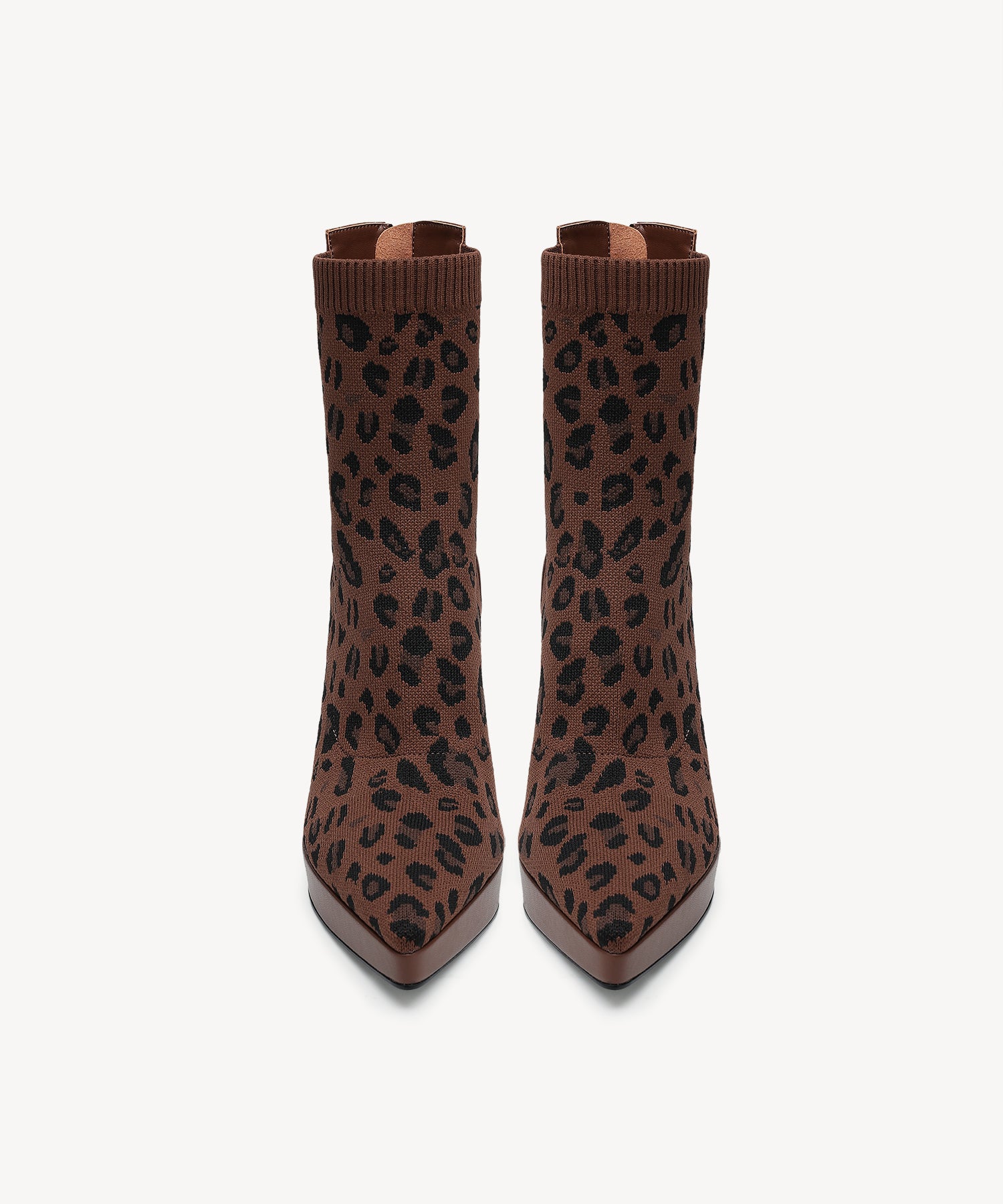 Sexy Pointed Toe Soles Ankle Boots #color_brown leopard