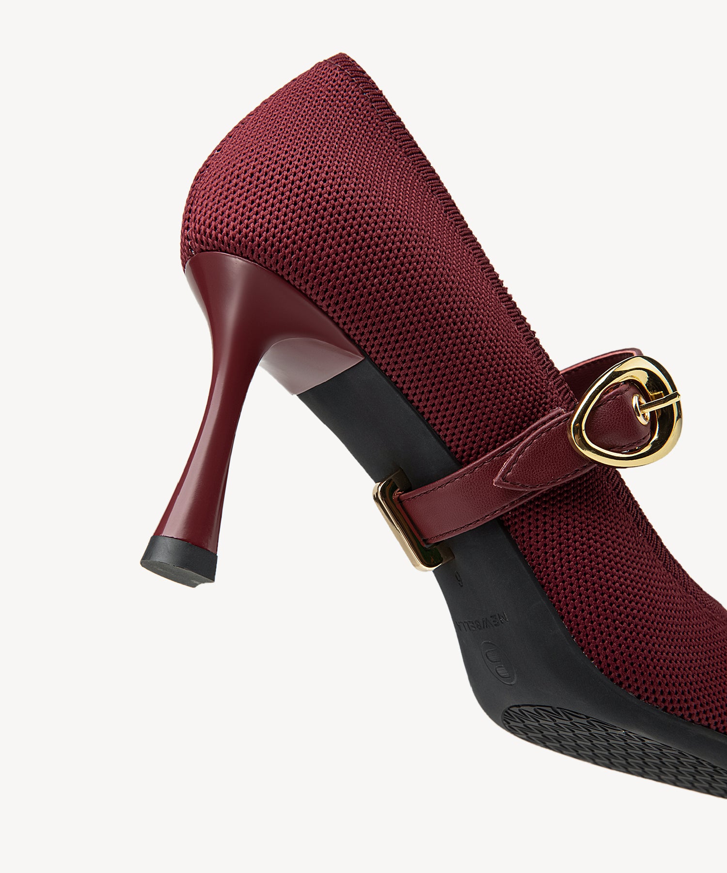 Removable Strap Pointed Toe Heeled Pumps#color_burgundy