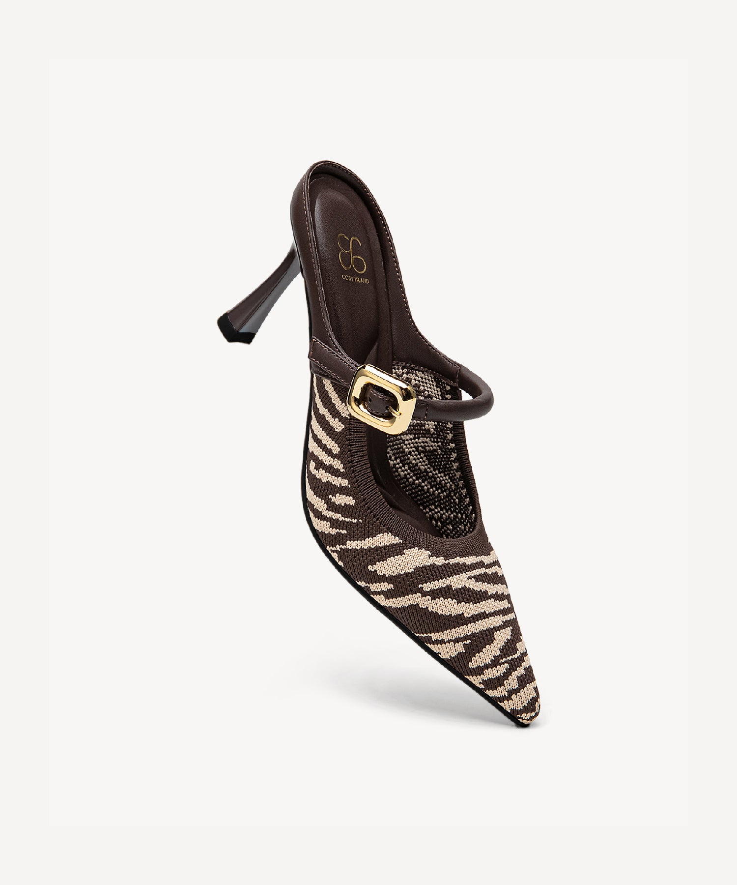 GraceLithe Pointed Toe Heeled Mules#color_brown zebra