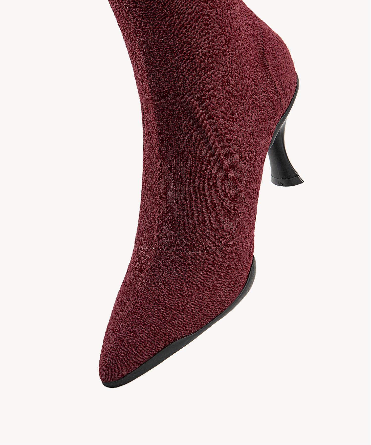 Minimalist Pointed Toe Heeled Long Boots#color_burgundy