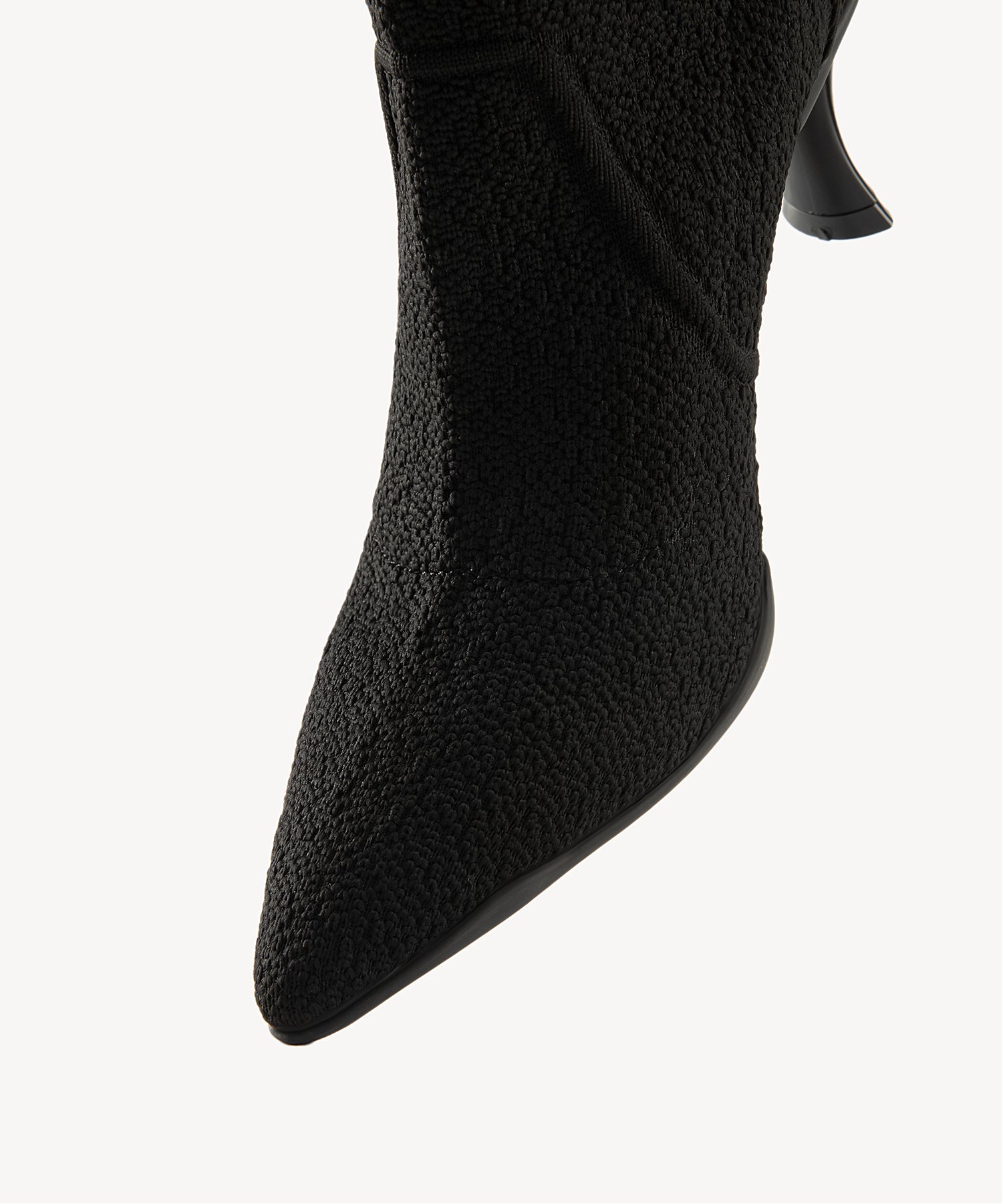 Minimalist Pointed Toe Heeled Long Boots#color_black