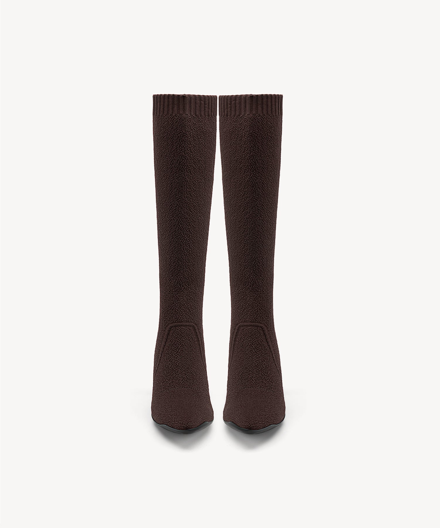 Minimalist Pointed Toe Heeled Long Boots#color_coffee