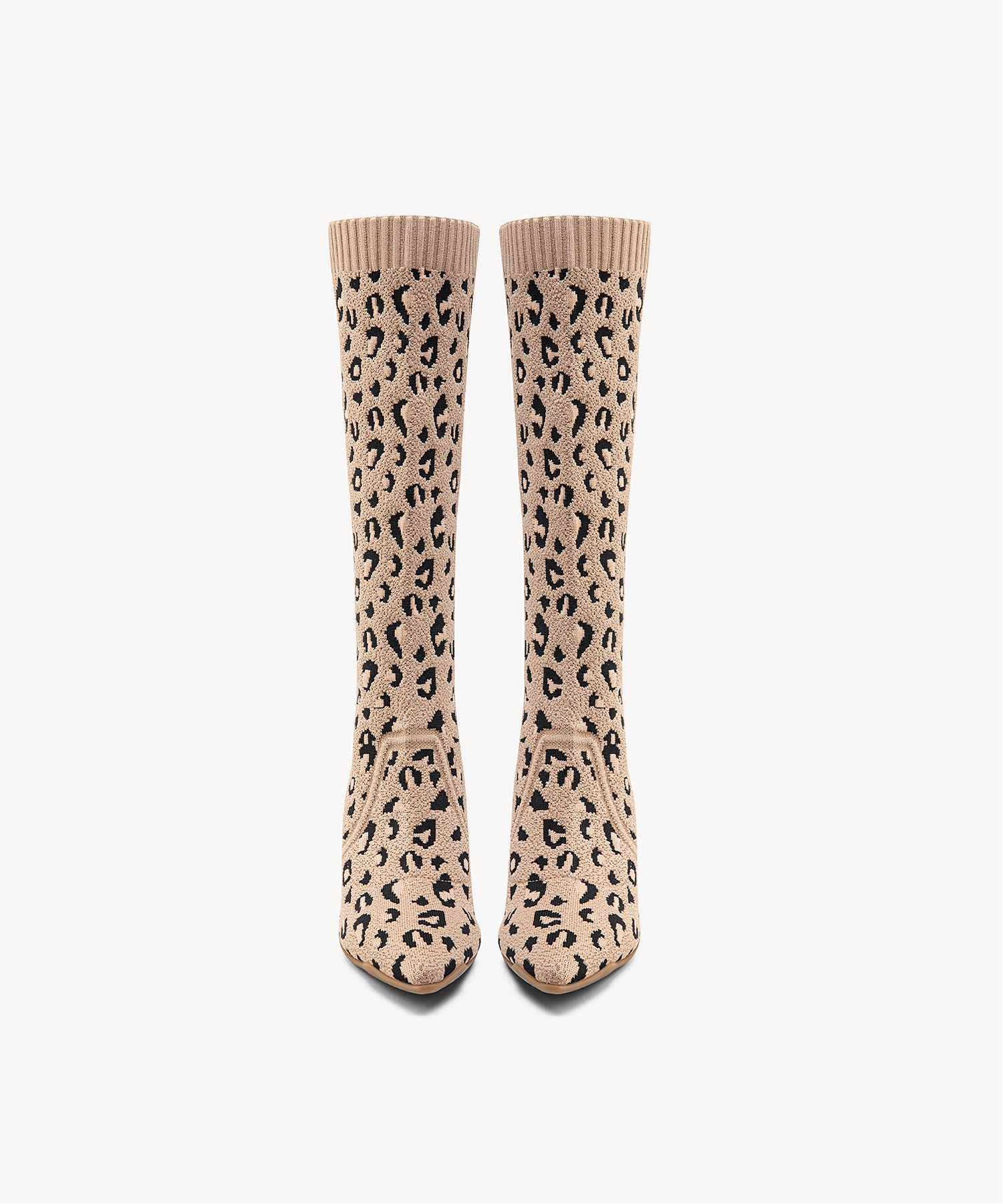 Minimalist Pointed Toe Heeled Long Boots#color_leopard