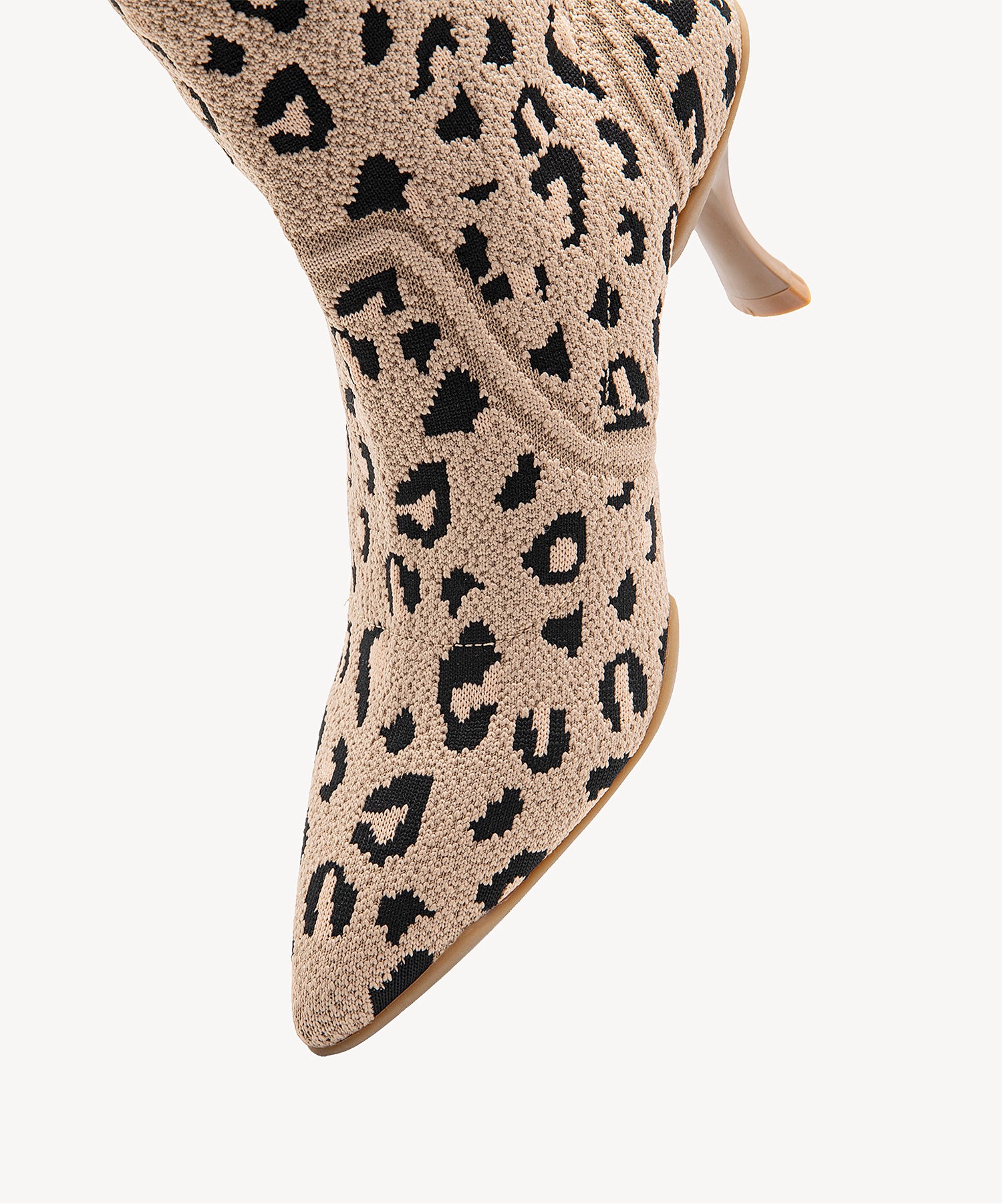 Minimalist Pointed Toe Heeled Long Boots#color_leopard