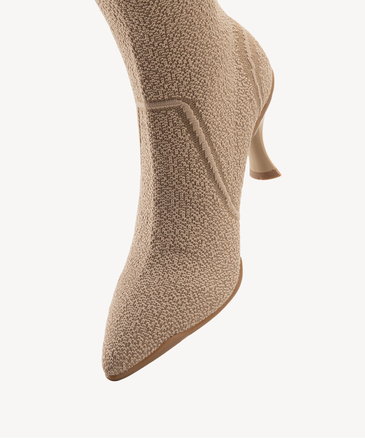 Minimalist Pointed Toe Heeled Long Boots#color_apricot