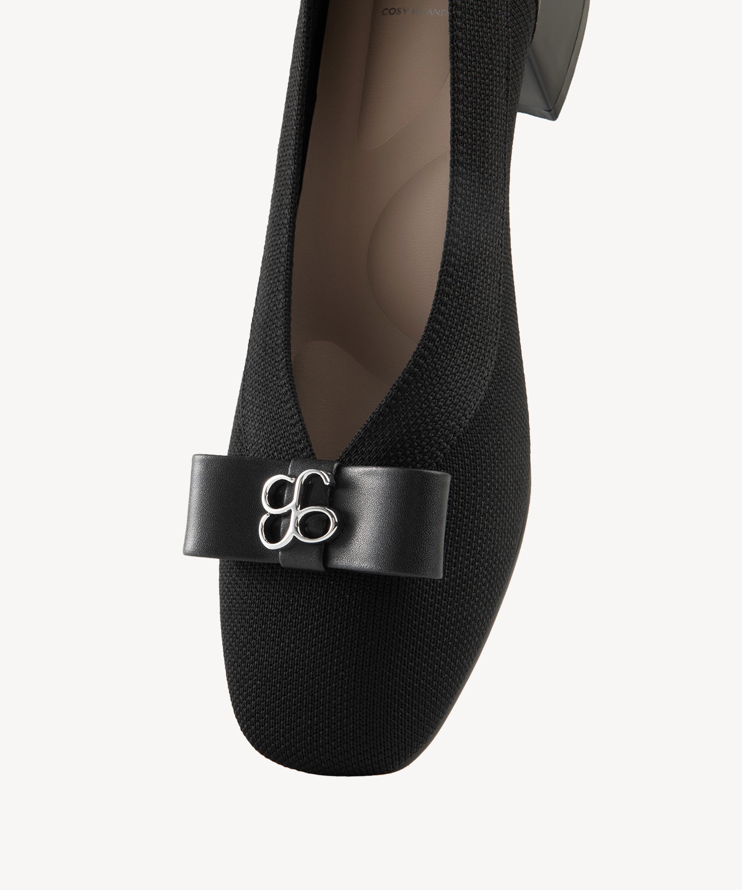 Bow Round Toe Heeled Pumps COSY ISLAND #color_black