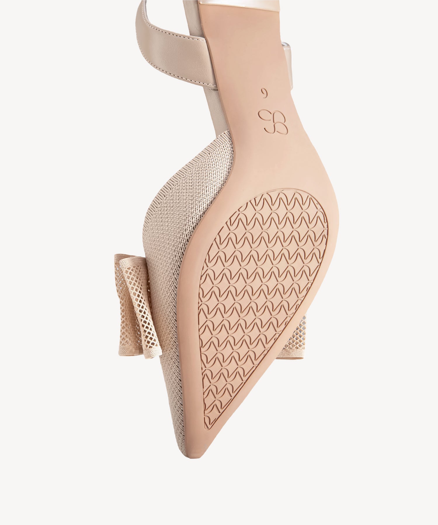 Bowtention Lace Pointed Toe Heeled Slingback #color_apricot