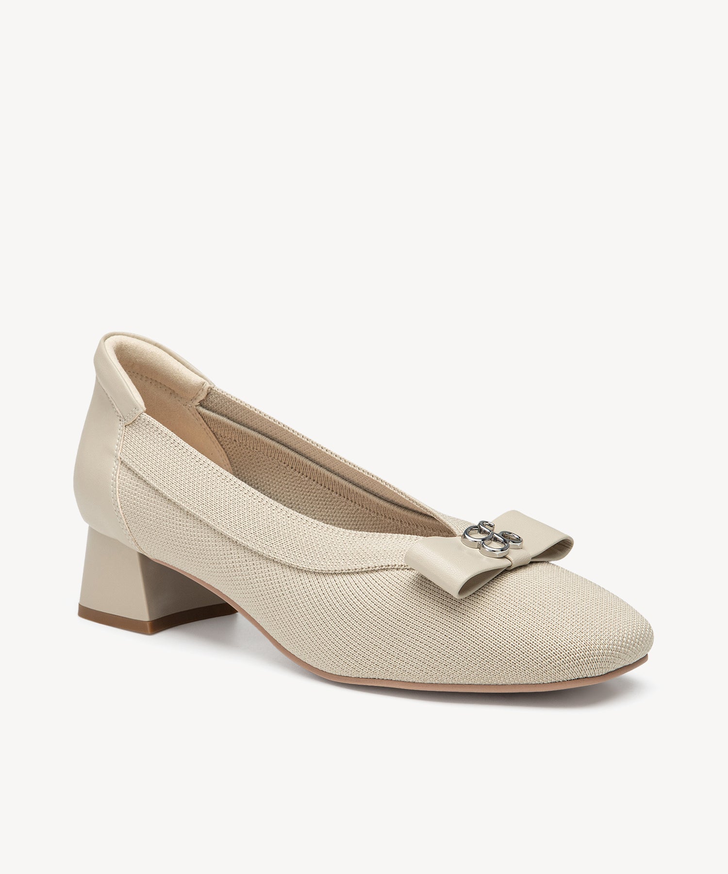 Bow Round Toe Heeled Pumps COSY ISLAND #color_apricot