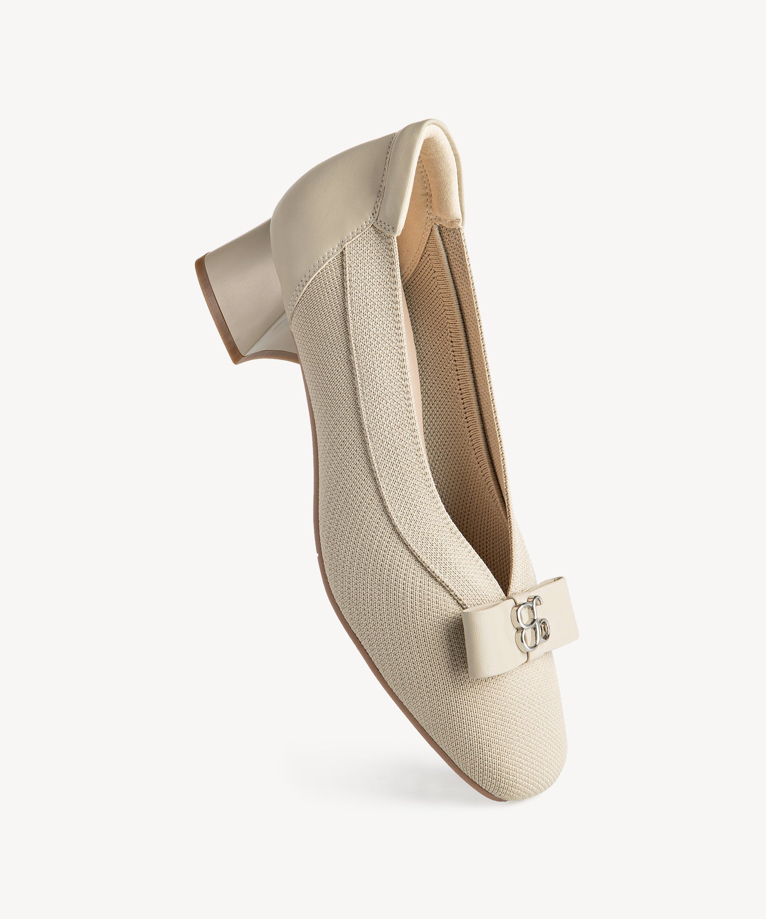 Bow Round Toe Heeled Pumps COSY ISLAND #color_apricot