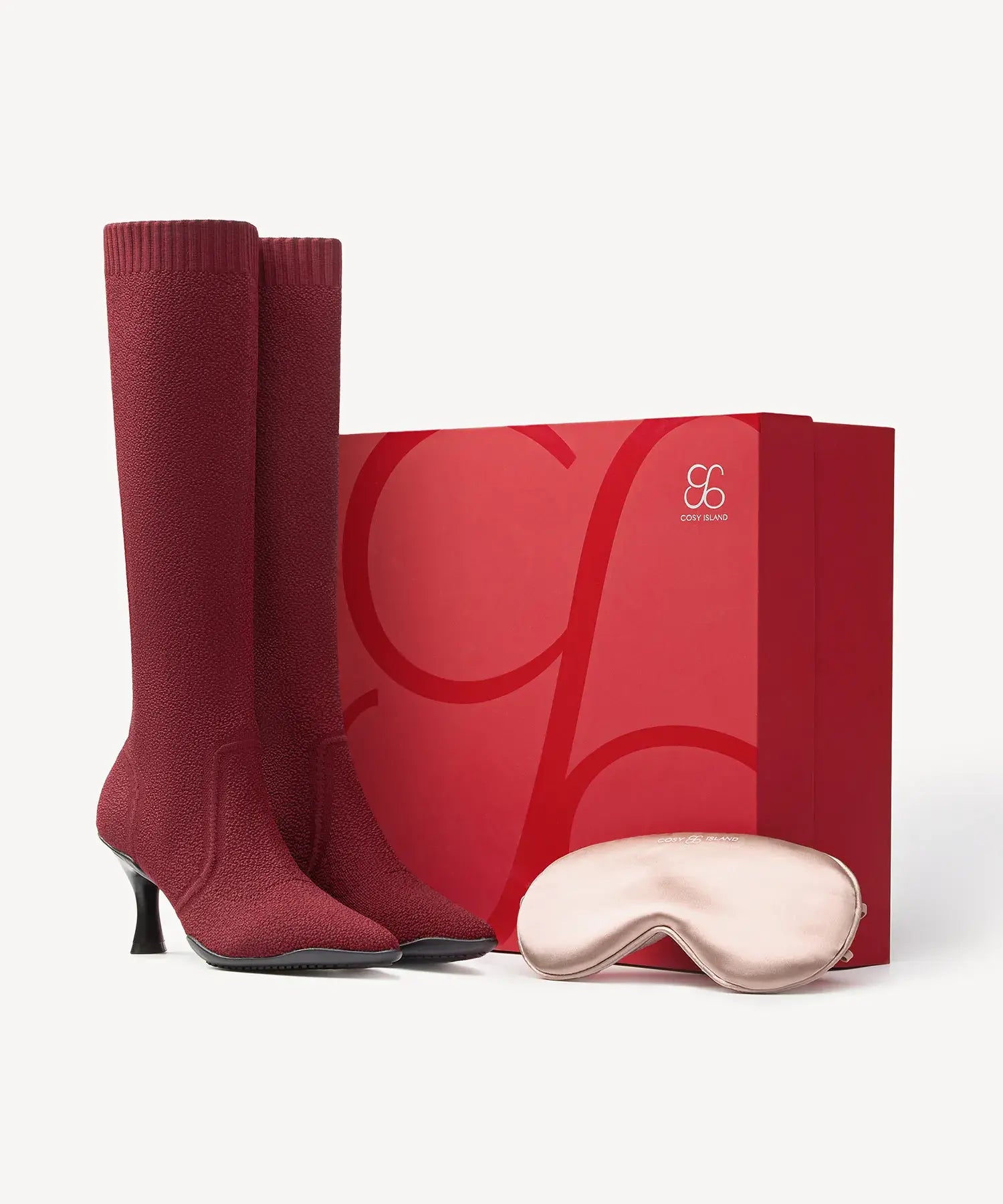 Minimalist Pointed Toe Heeled Long Boots#color_burgundy