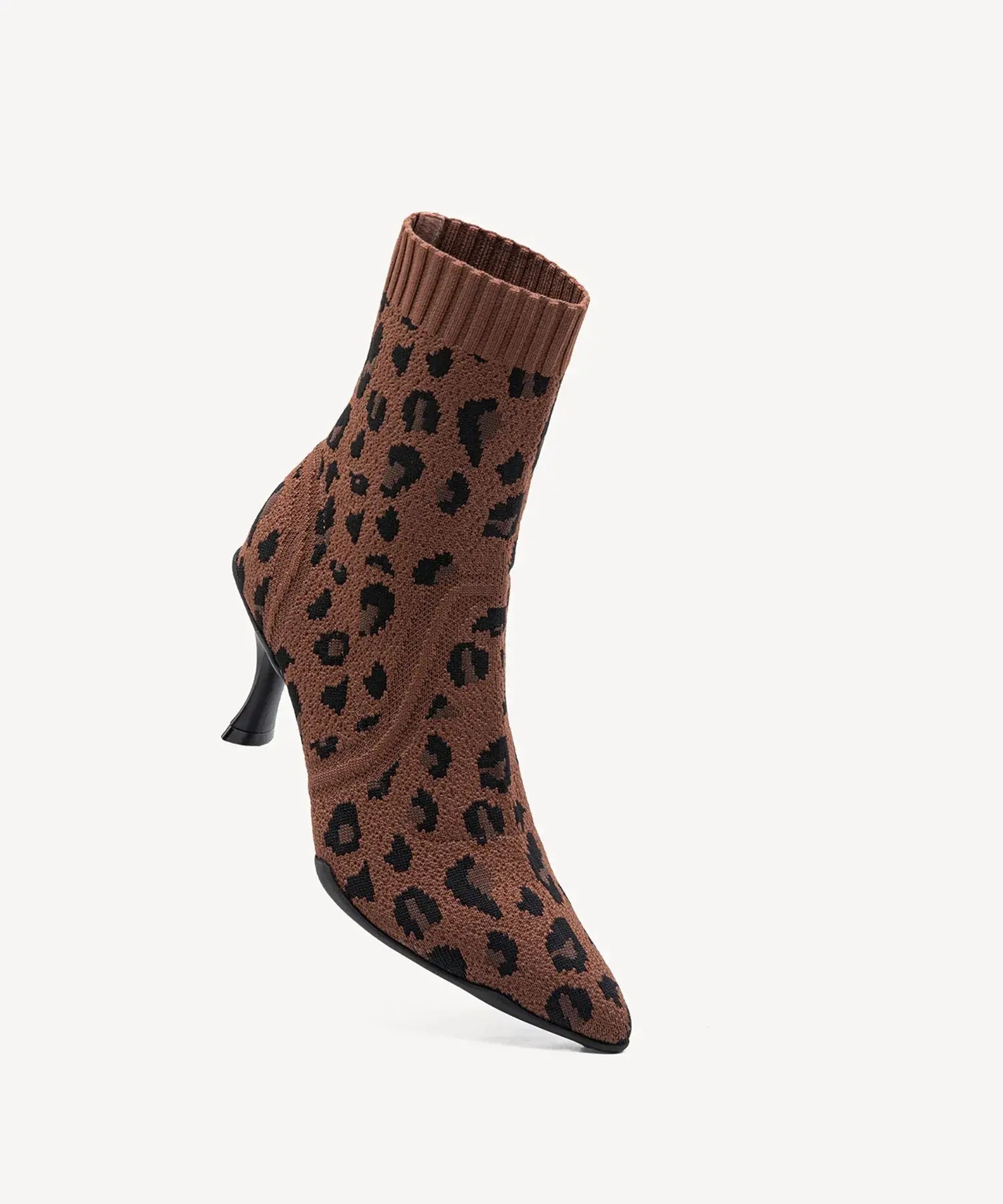 Minimalist Pointed Toe Stiletto Ankle Boots#color_brown leopard