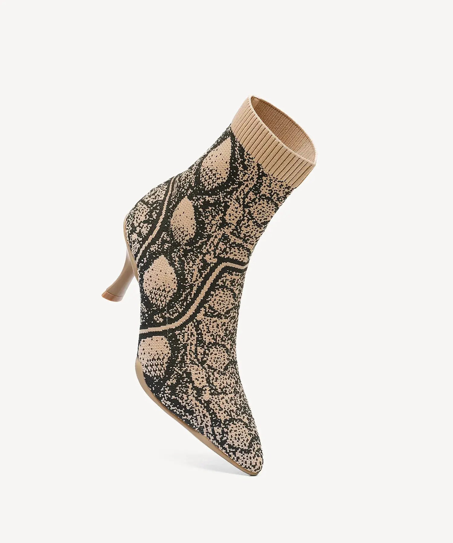 Minimalist Pointed Toe Stiletto Ankle Boots#color_apricot snake print