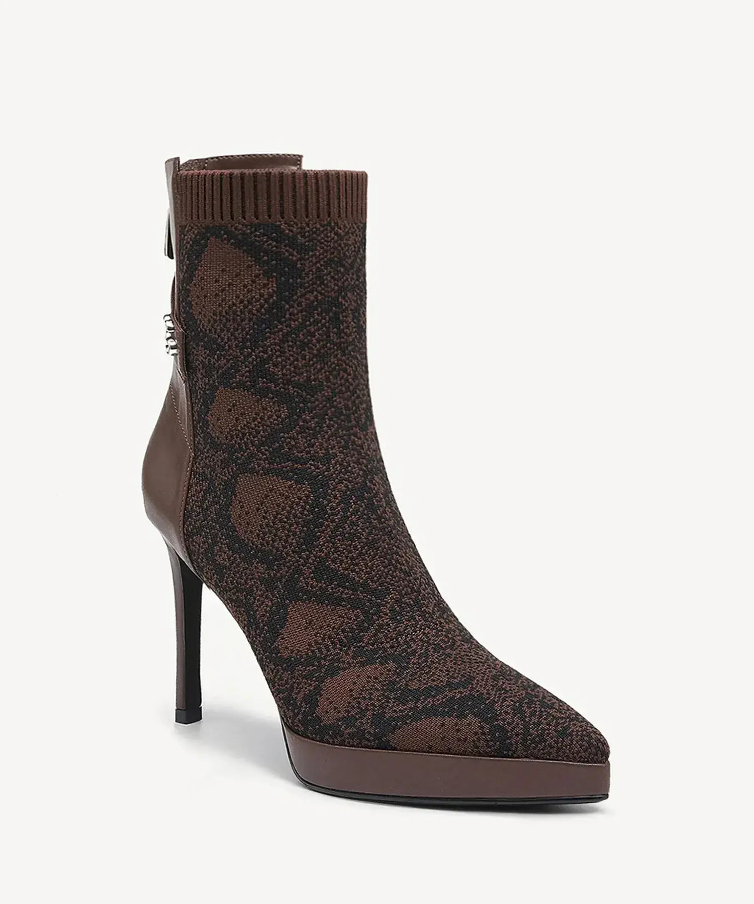 Sexy Pointed Toe Soles Ankle Boots #color_brown snake print