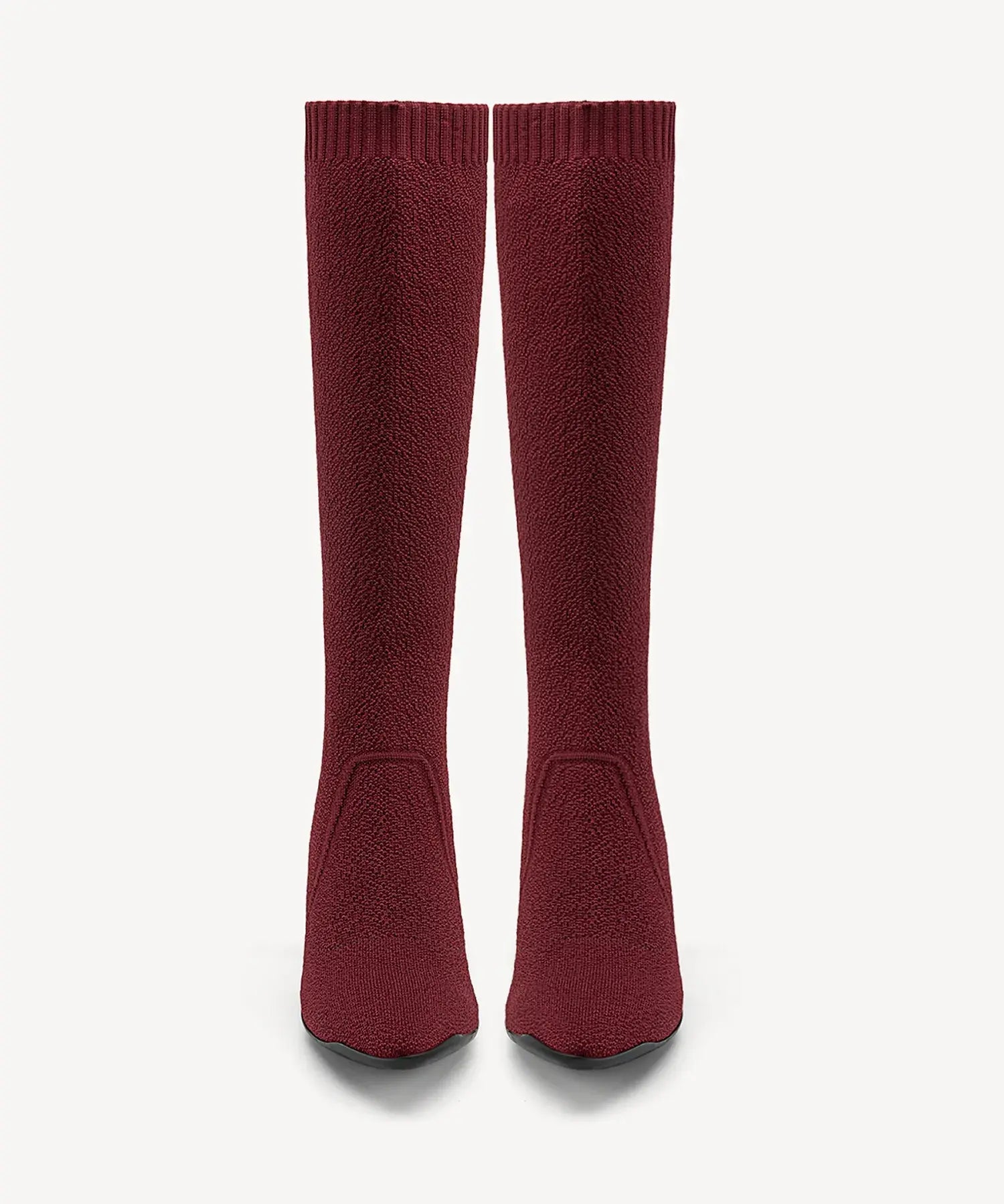 Minimalist Pointed Toe Heeled Long Boots#color_burgundy