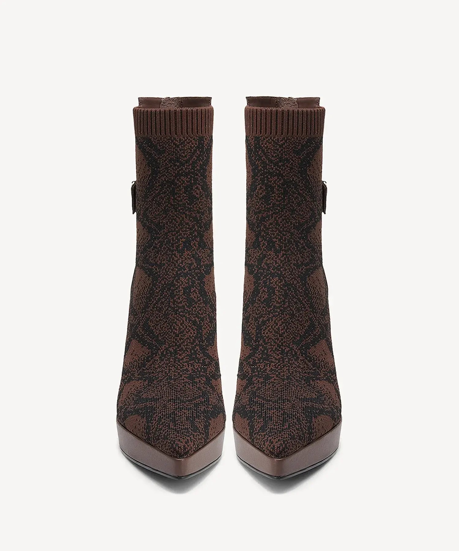 Sexy Pointed Toe Soles Ankle Boots #color_brown snake print