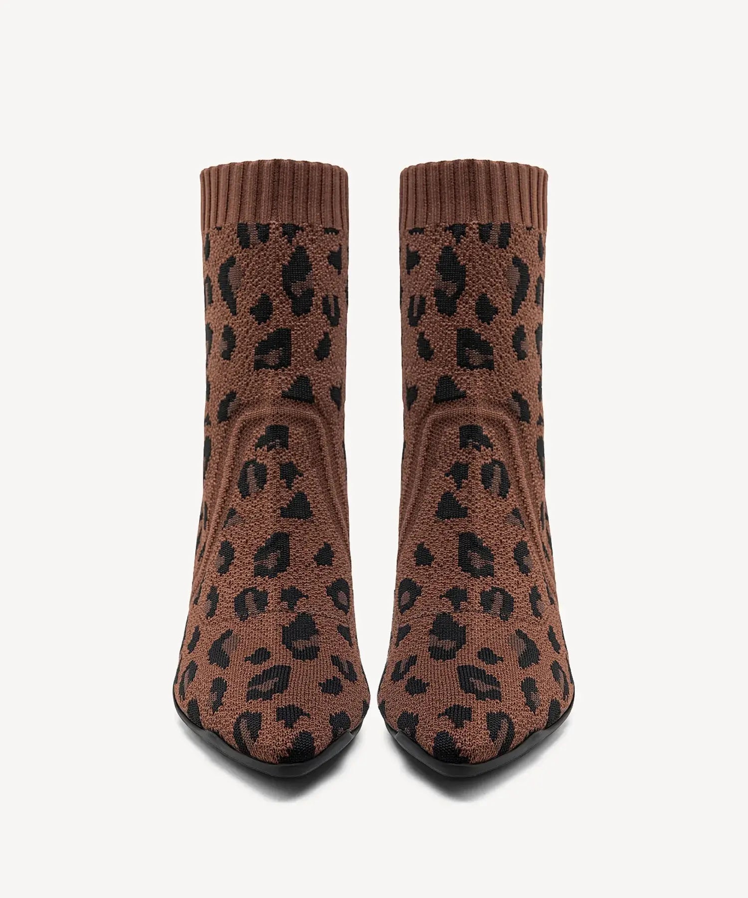 Minimalist Pointed Toe Stiletto Ankle Boots#color_brown leopard