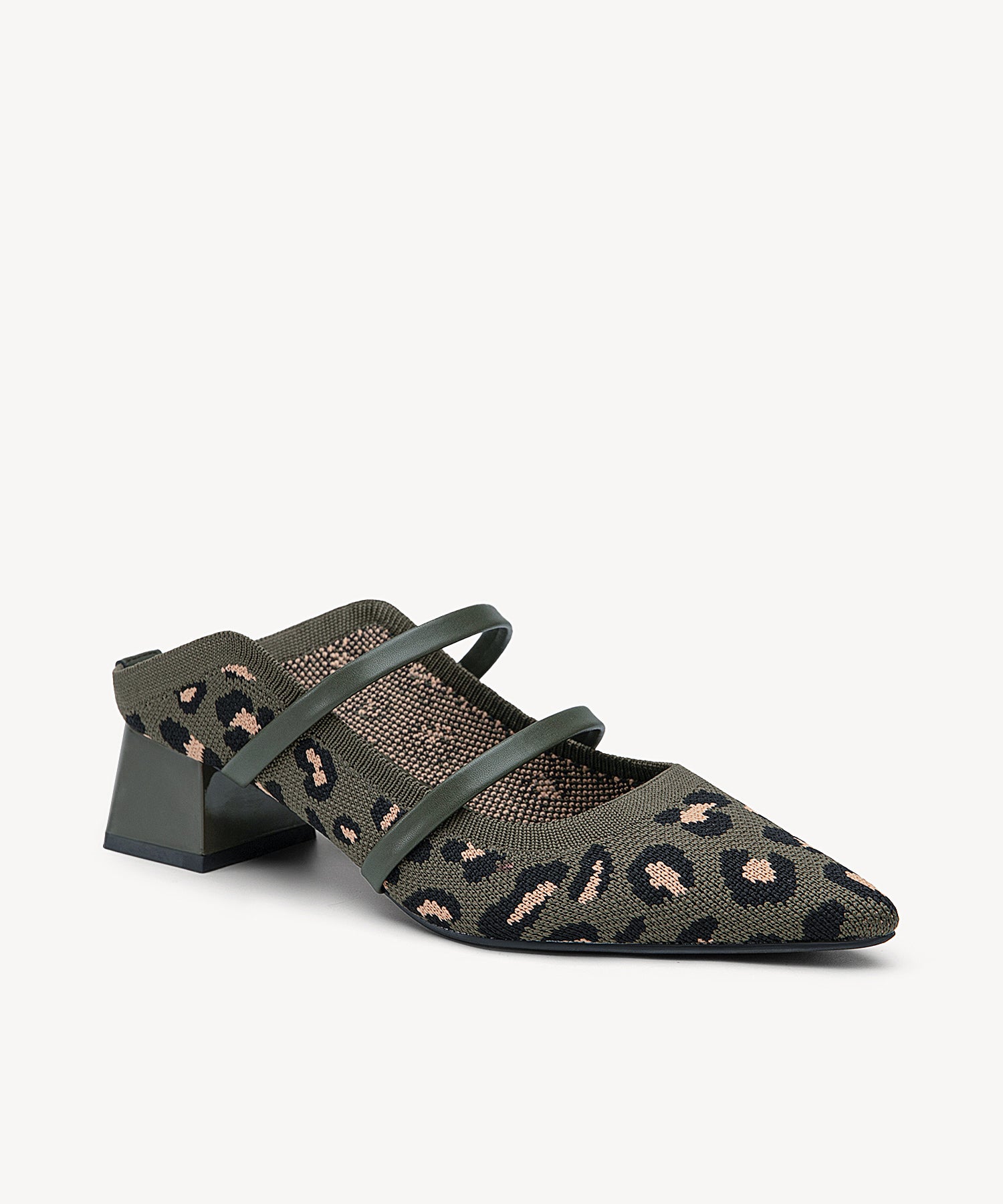 SoftWave Cut Out Block Heeled Mules COSY ISLAND #color_green leopard