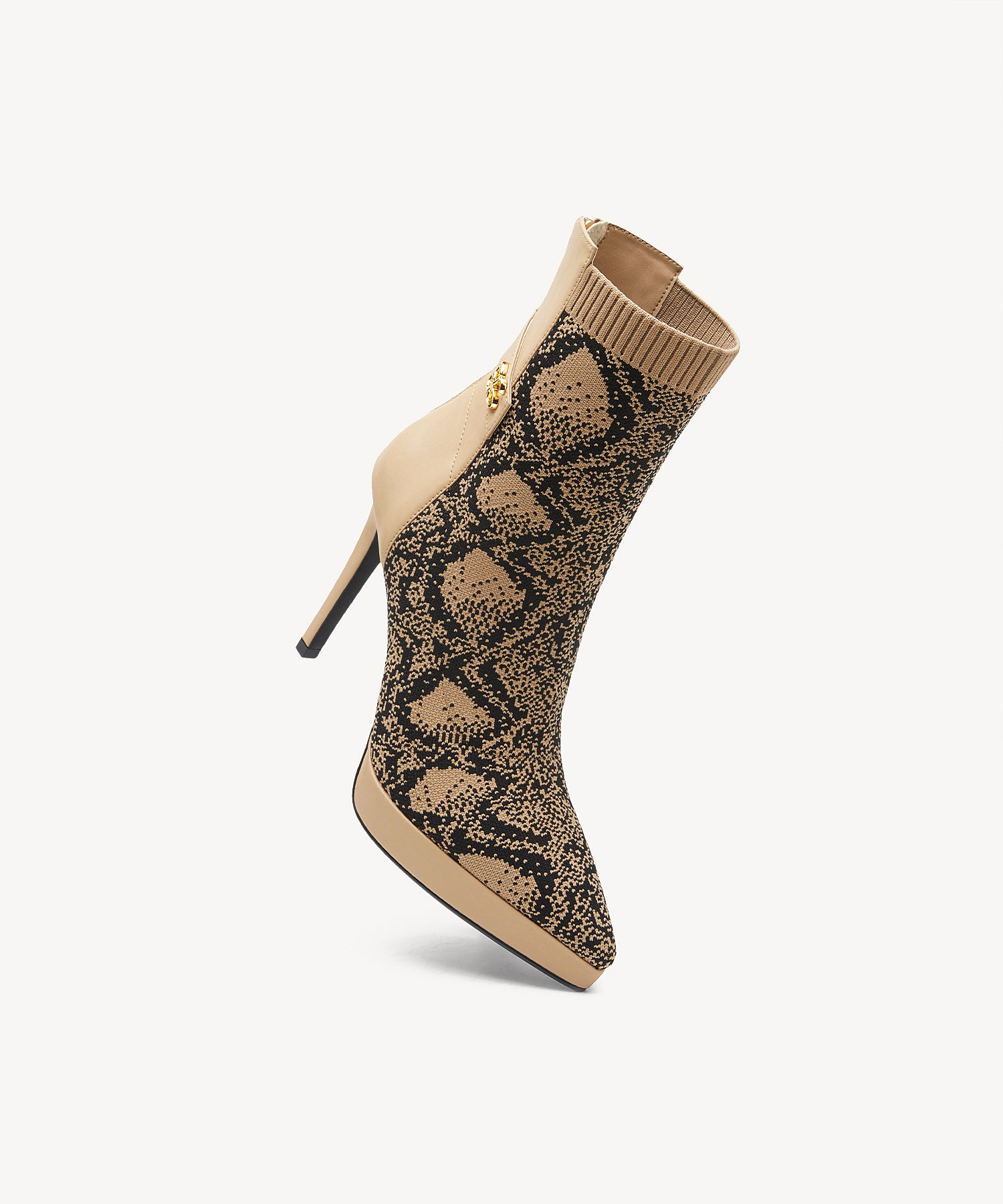 Sexy Pointed Toe Soles Ankle Boots #color_apricot snake print