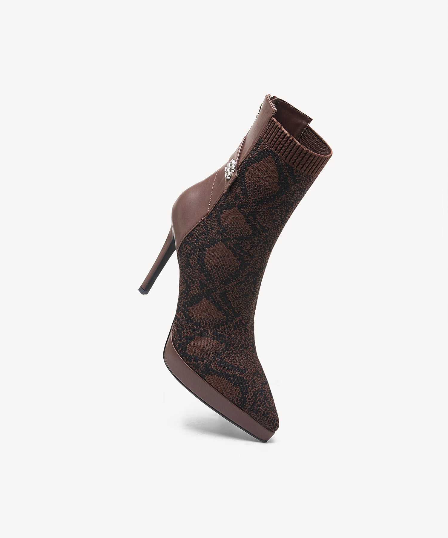 Sexy Pointed Toe Soles Ankle Boots #color_brown snake print