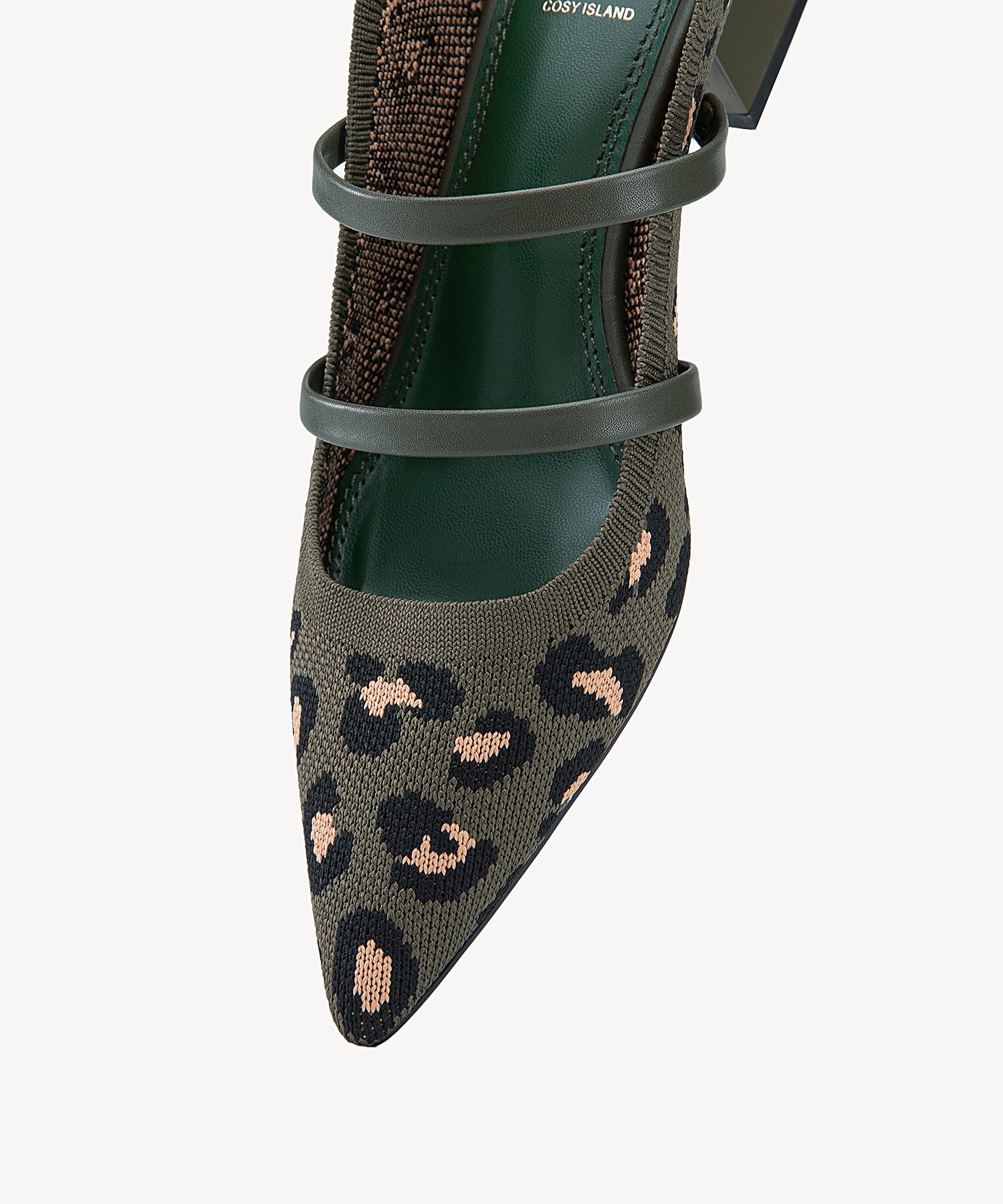 SoftWave Cut Out Block Heeled Mules COSY ISLAND #color_green leopard