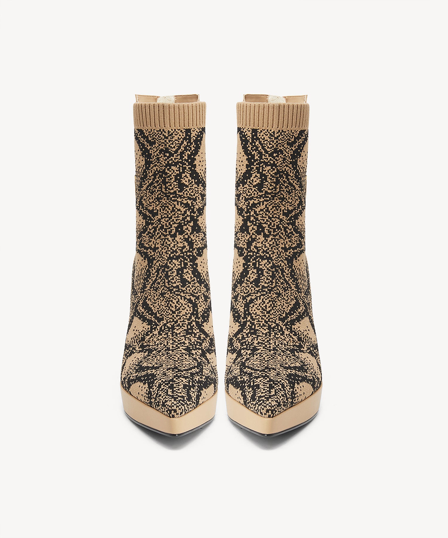 Sexy Pointed Toe Soles Ankle Boots #color_apricot snake print