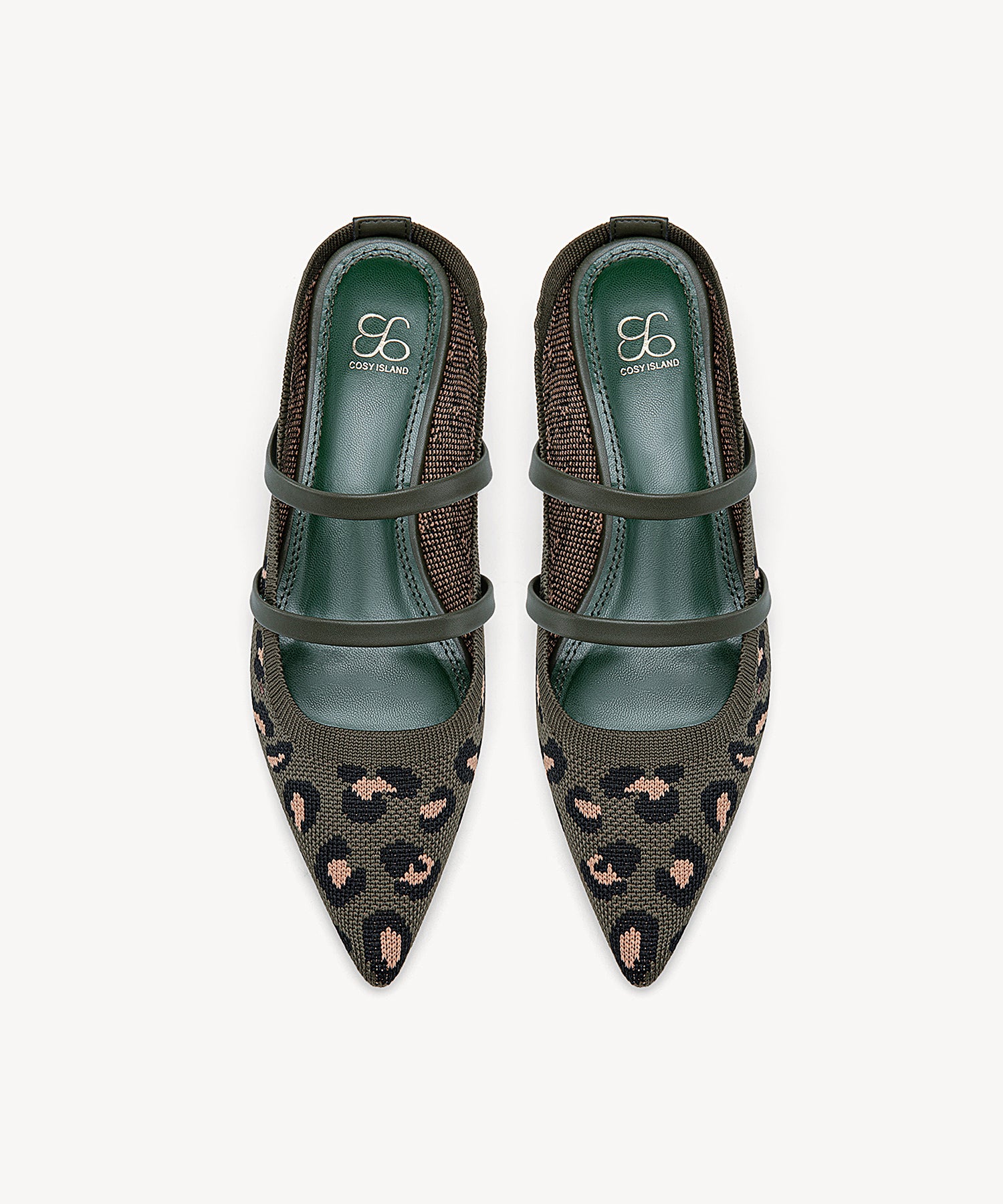 SoftWave Cut Out Block Heeled Mules COSY ISLAND #color_green leopard