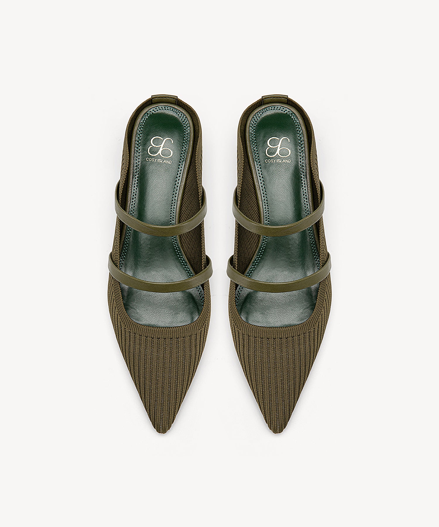 SoftWave Cut Out Block Heeled Mules COSY ISLAND #color_dark green