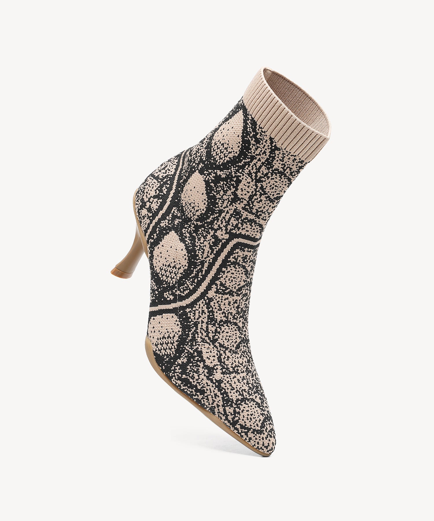 Minimalist Pointed Toe Stiletto Ankle Boots#color_apricot snake print