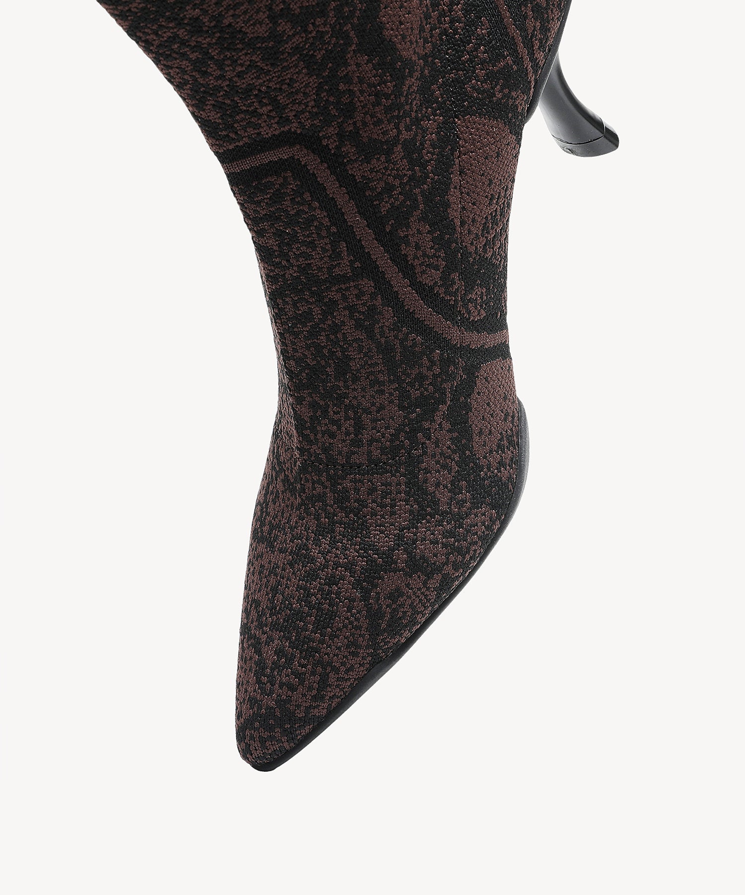 Minimalist Pointed Toe Stiletto Ankle Boots#color_brown snake print