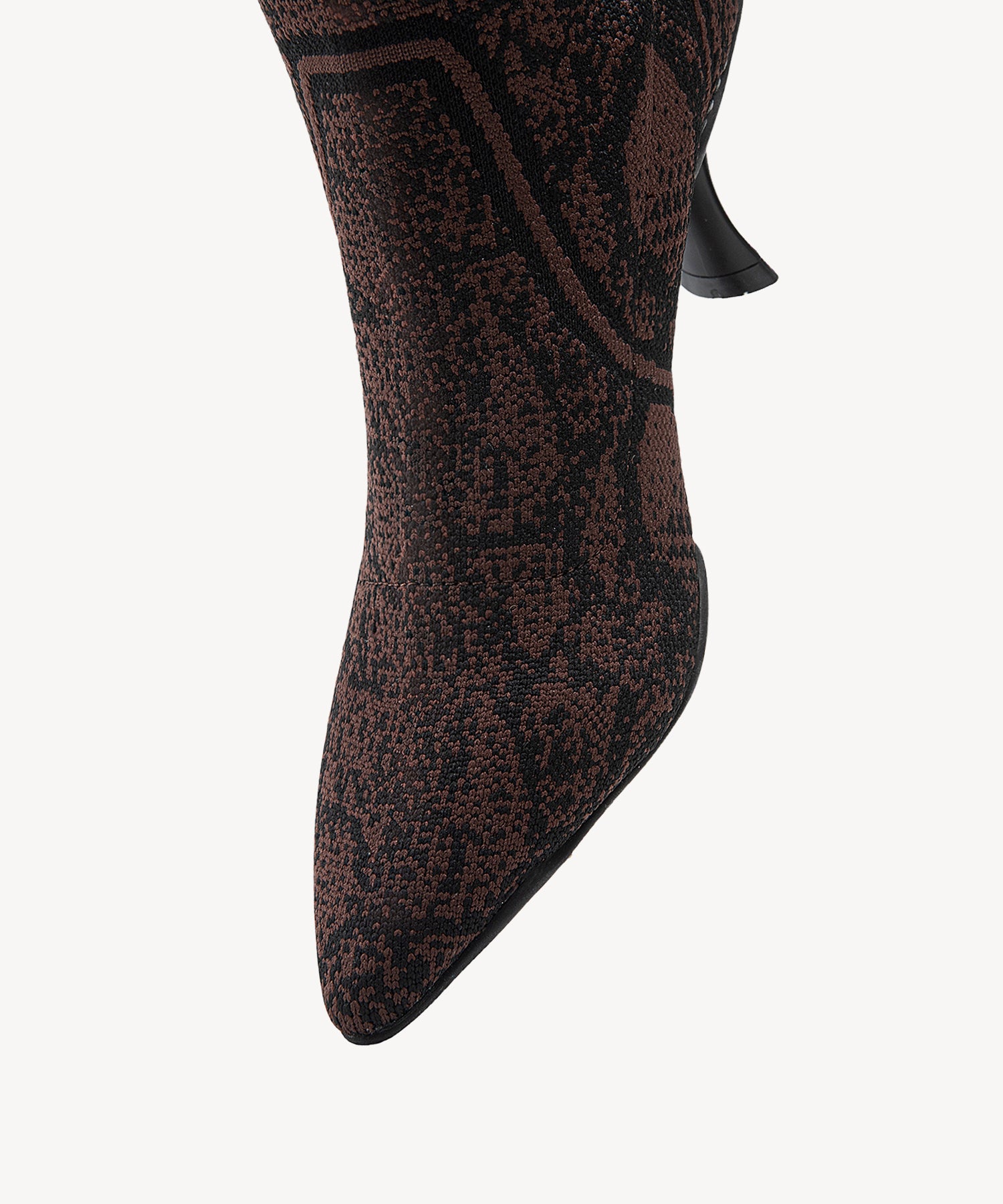 Minimalist Pointed Toe Heeled Long Boots#color_brown snake print