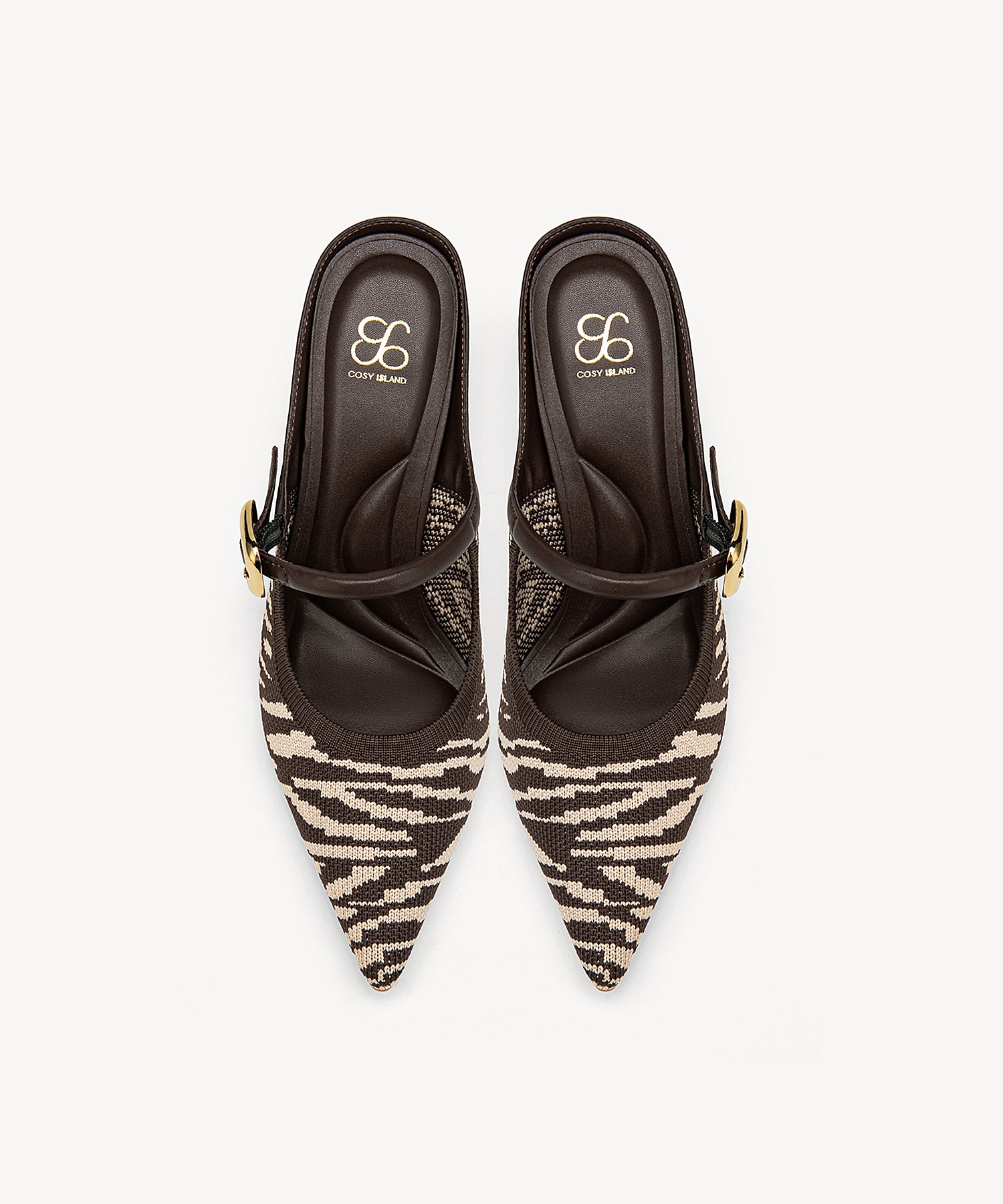 GraceLithe Pointed Toe Heeled Mules#color_brown zebra