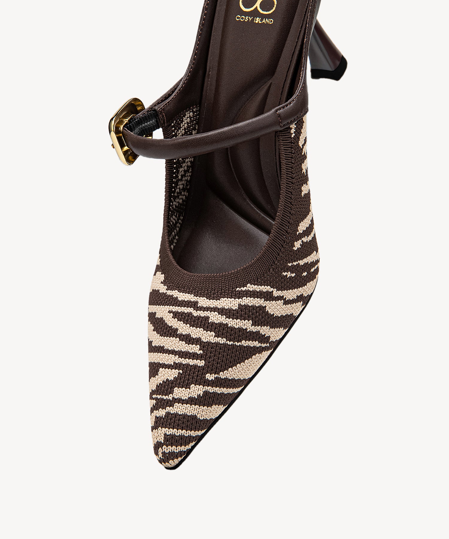 GraceLithe Pointed Toe Heeled Mules#color_brown zebra