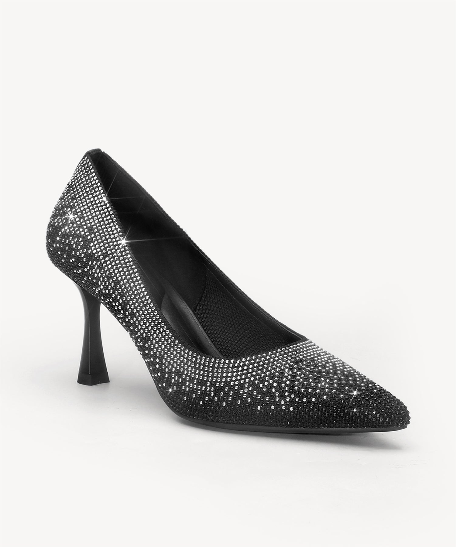 Silver Diamante Buckle Pointed Toe High Heel Pumps