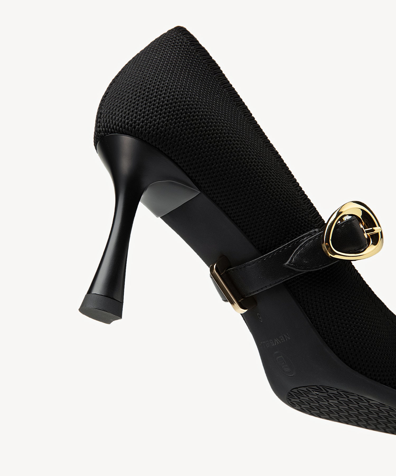 Removable Strap Pointed Toe Heeled Pumps#color_black