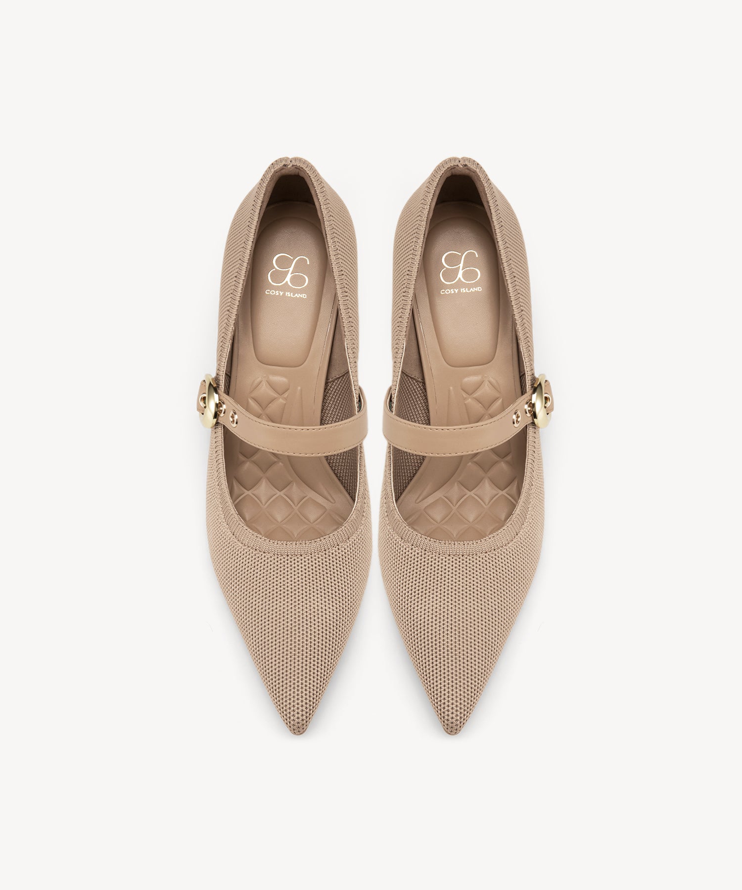 Removable Strap Pointed Toe Heeled Pumps#color_apricot