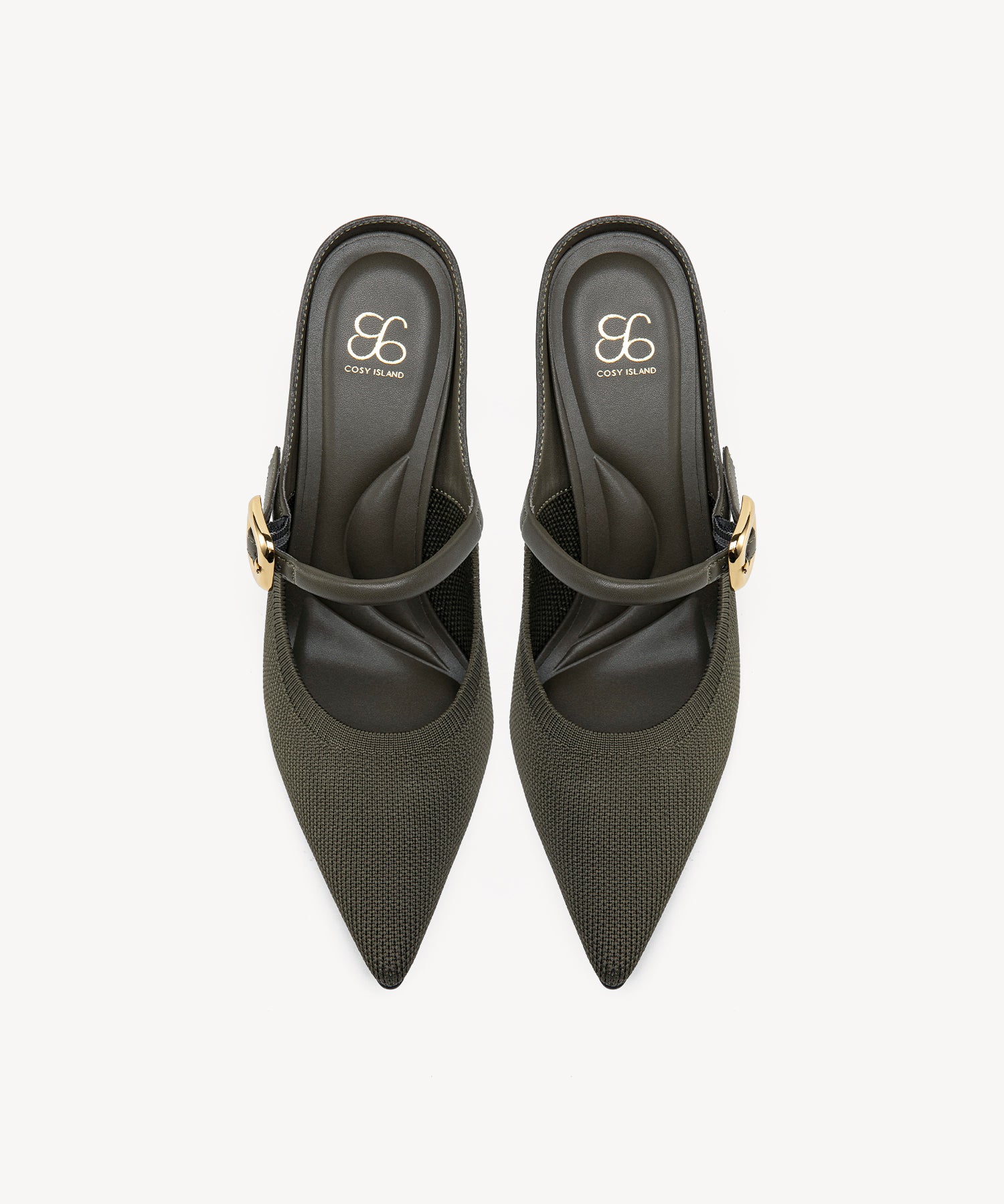 GraceLithe Pointed Toe Heeled Mules#color_dark green