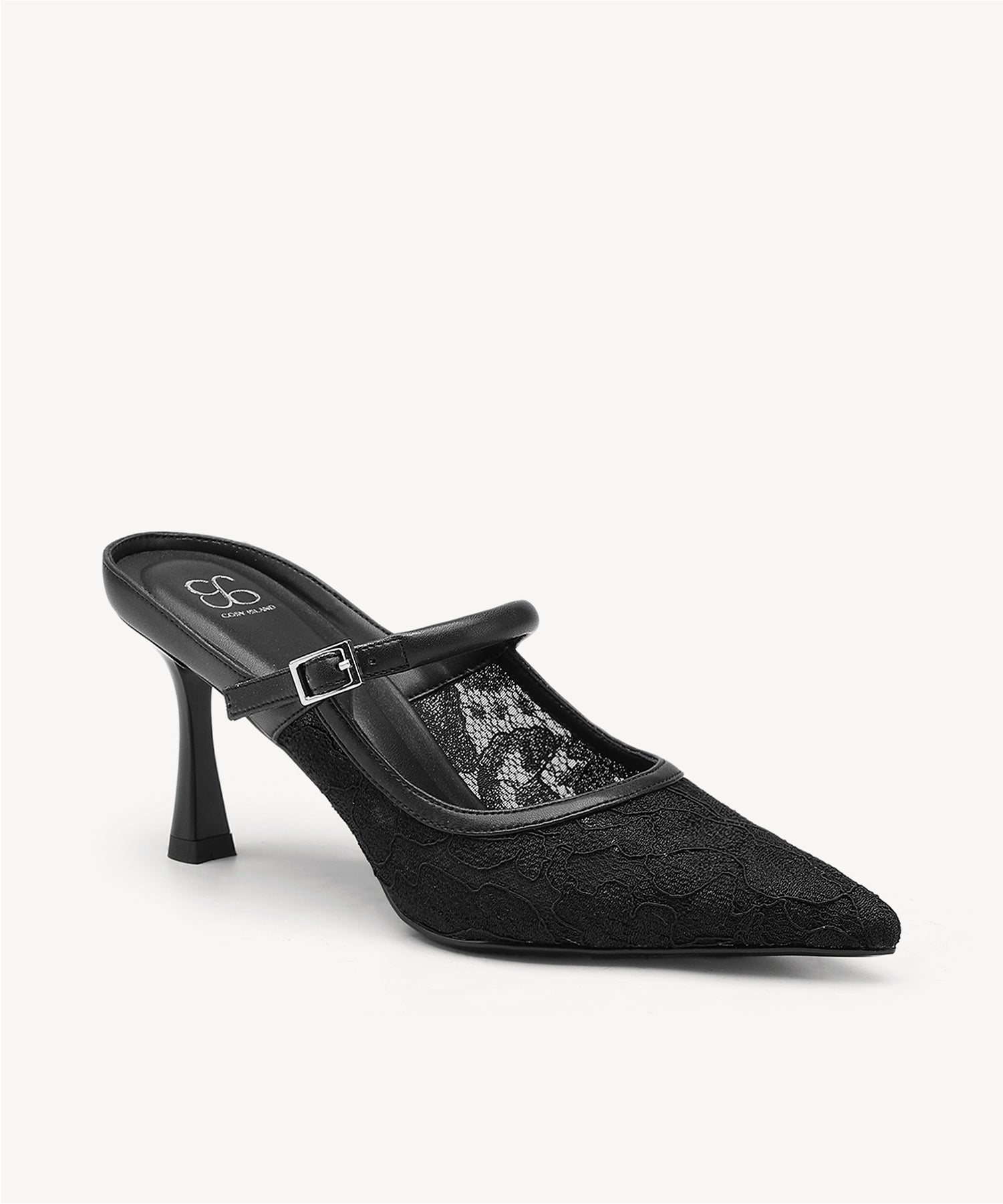GraceLithe Lace Pointed Toe Heeled Mules