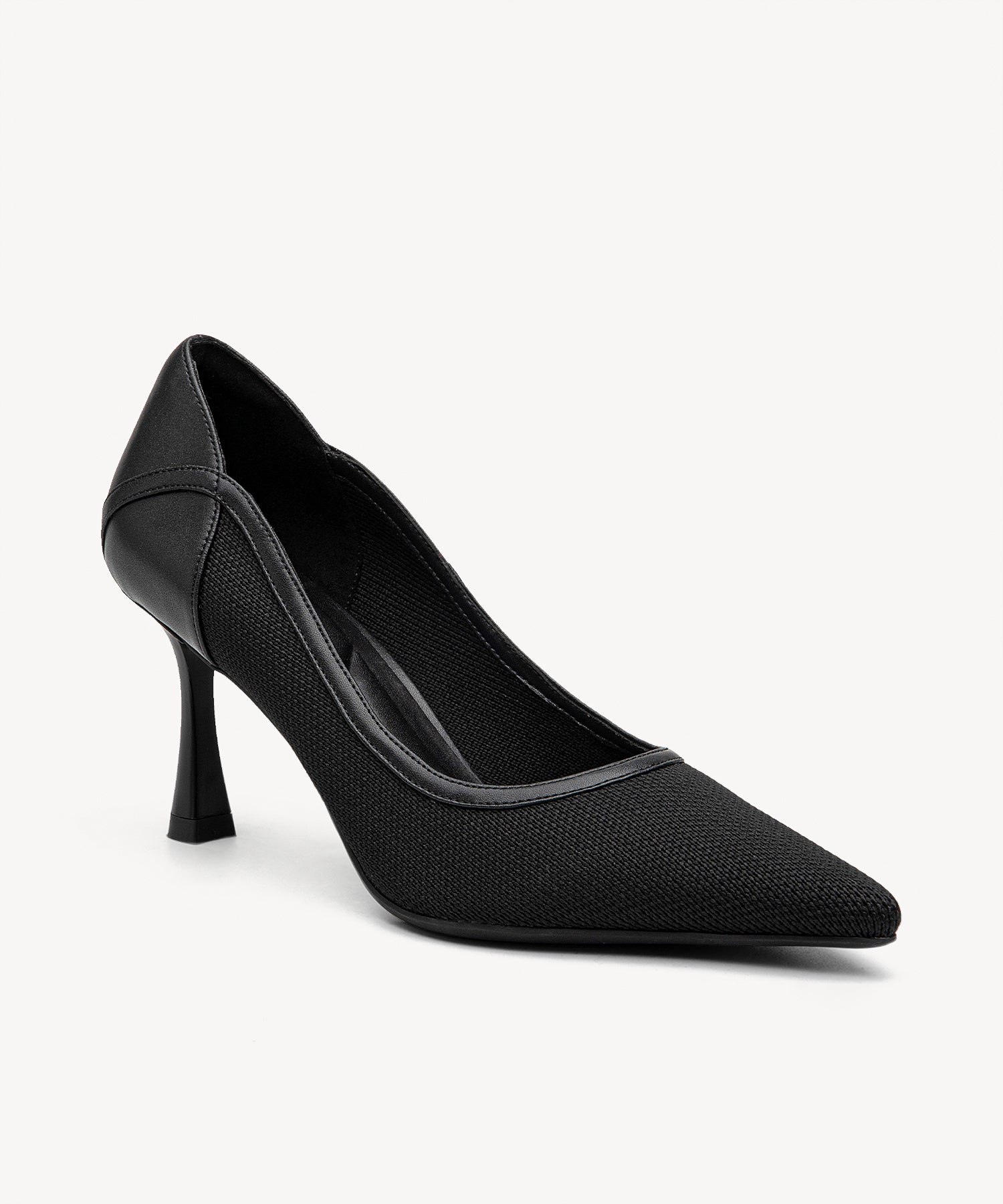 Minimalist Grace Pointed Toe Heeled Pumps
#color_black