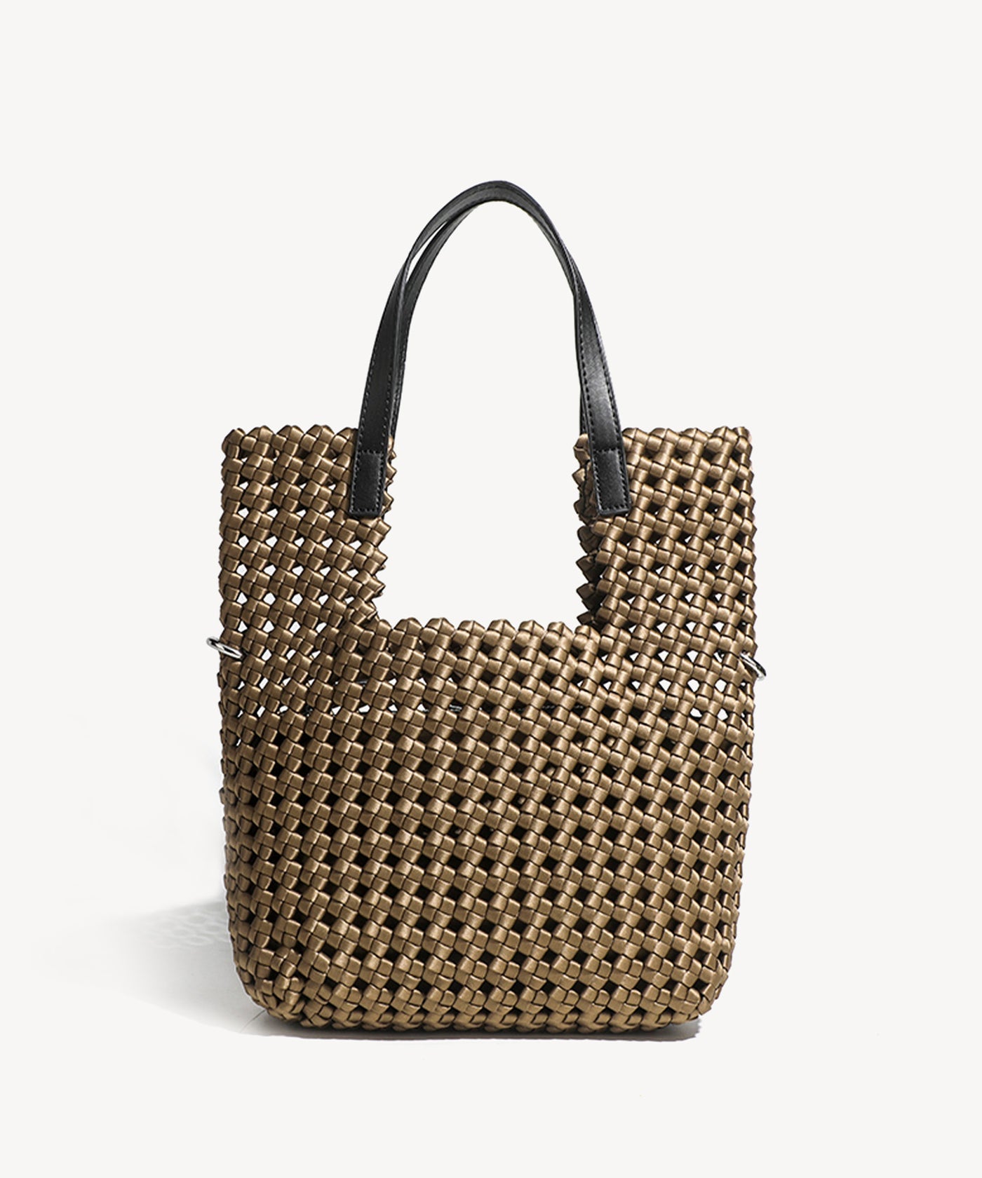 Trendy 2 PCs Set Woven Small Handle Bag COSY ISLAND #color_champagne