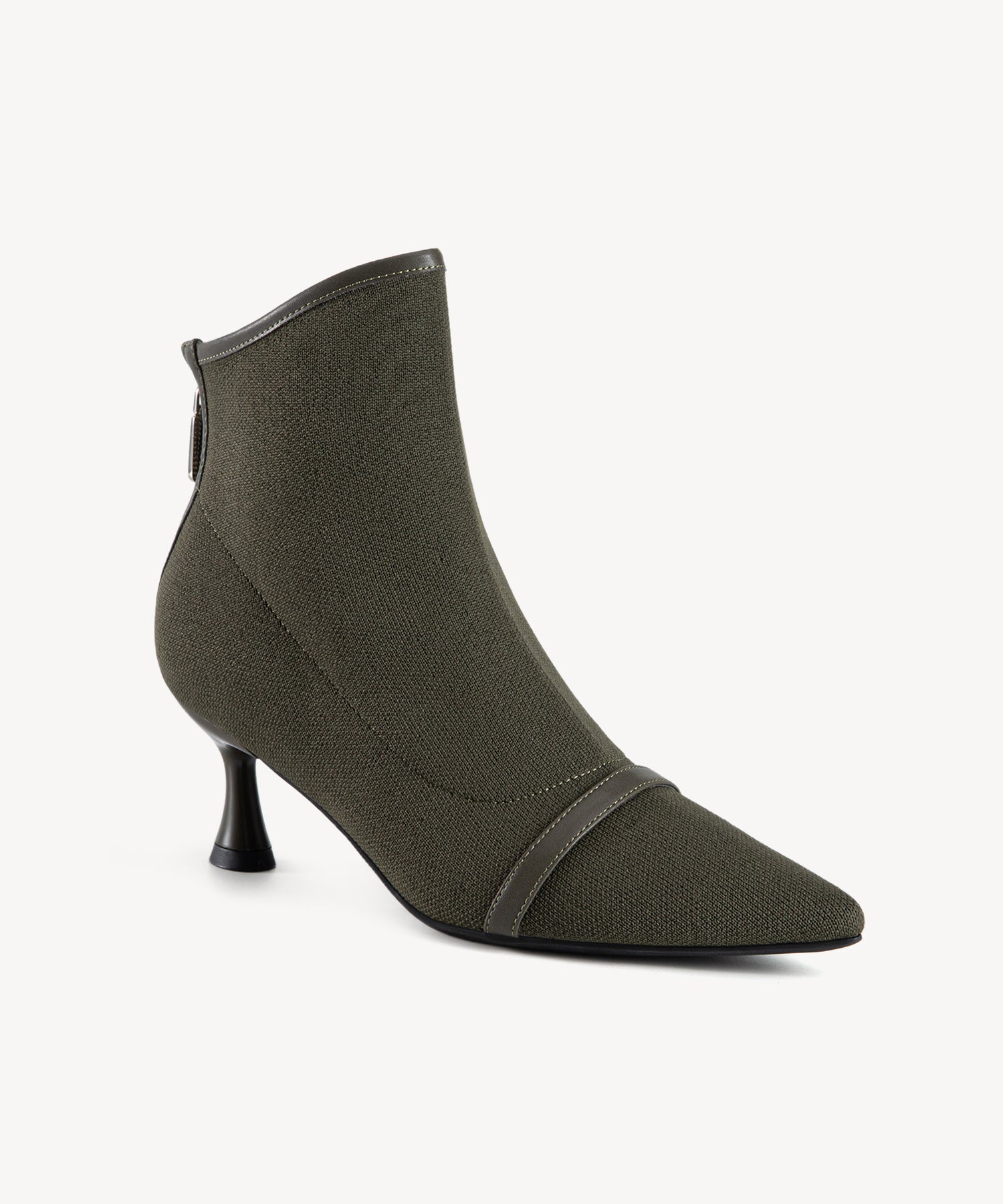 Classic Allure Pointed Toe Sock Ankle Boots Green