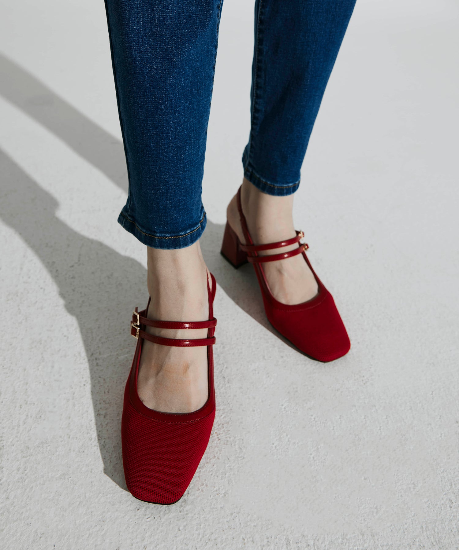 Elegant Square Toe Slingback Pumps COSY ISLAND #color_burgundy