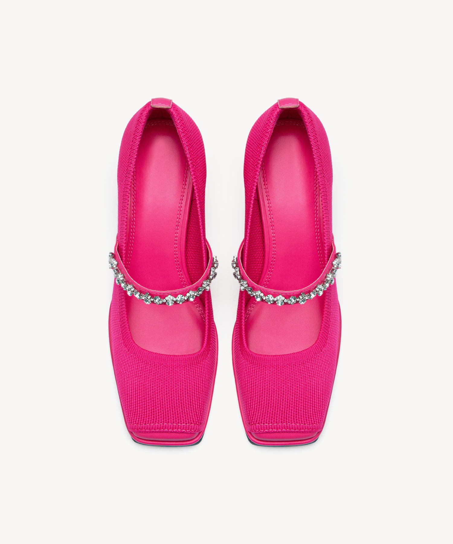 MOUSSE FIT Rhinestones Square Toe Mary Jane Cosy Island #color_hot pink