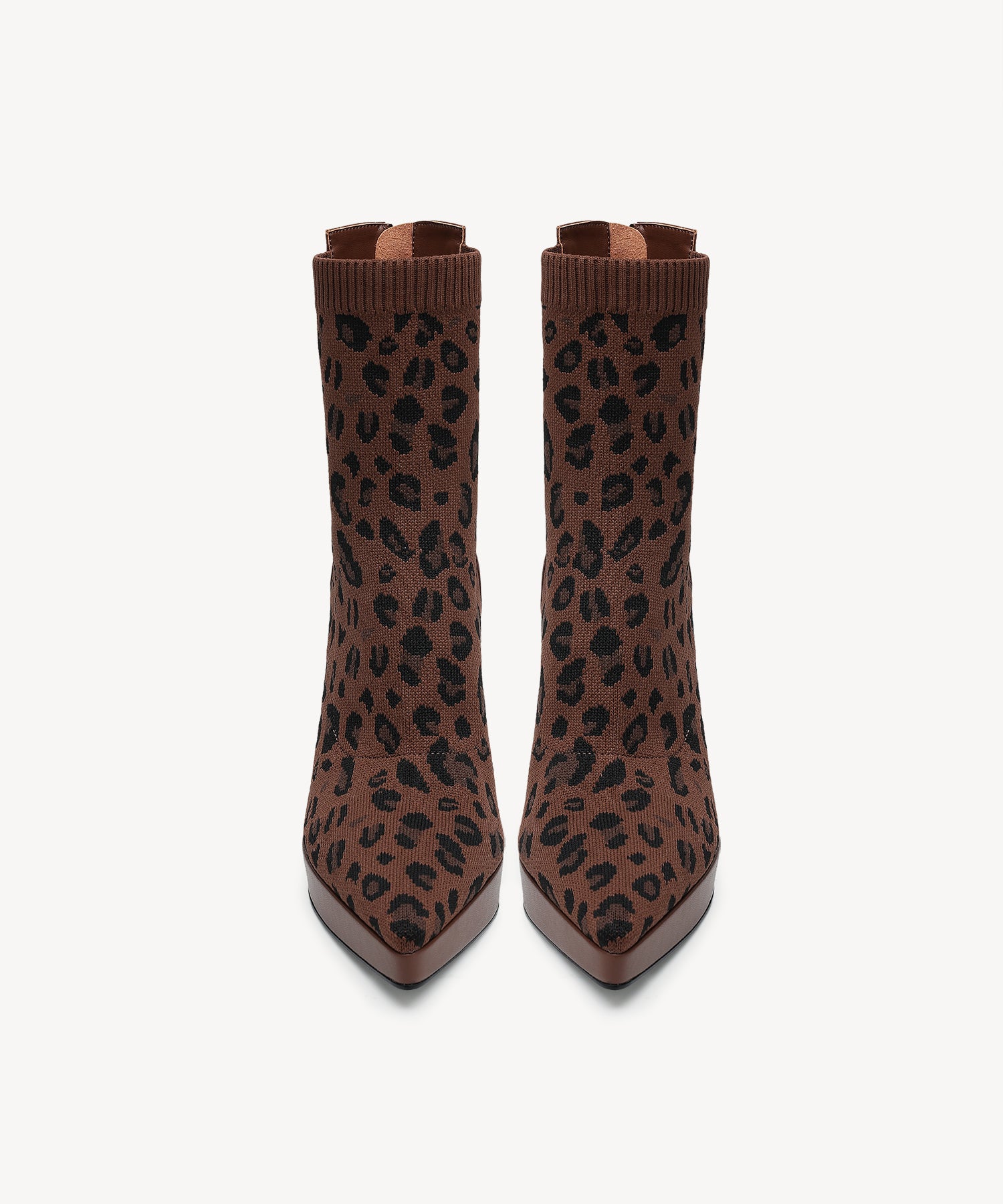 Sexy Pointed Toe Soles Ankle Boots Brown Leopard