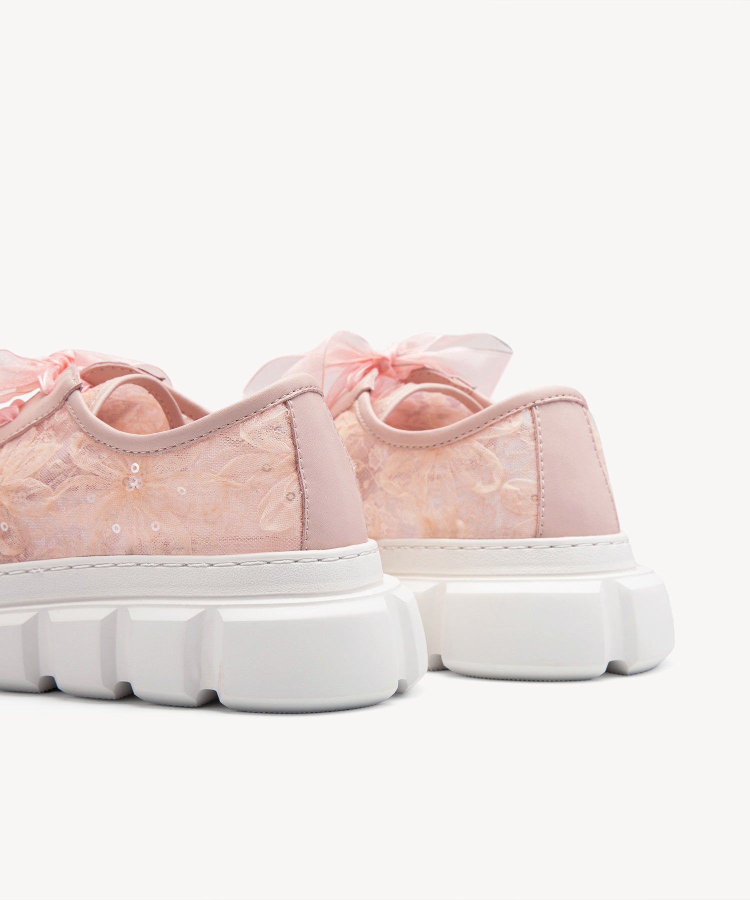 Lace Round Toe Chunky Sneakers COSY ISLAND #color_pink