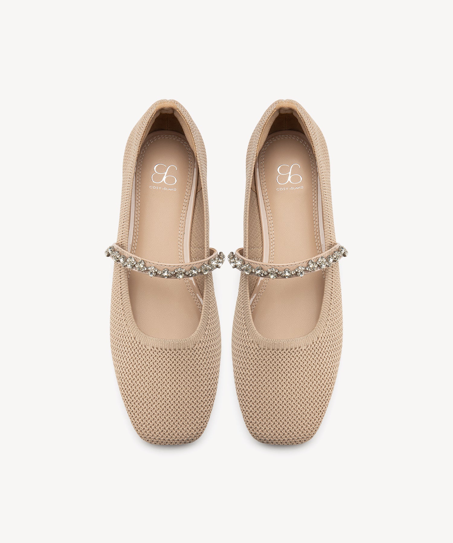 Sweet Square Toe Crystal Mary Janes COSY ISLAND #color_apricot