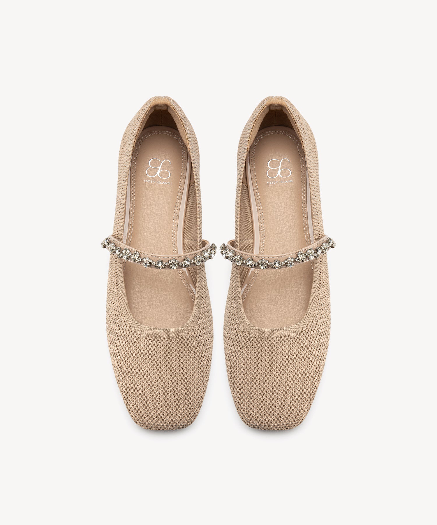 Sweet Square Toe Crystal Mary Janes COSY ISLAND #color_apricot