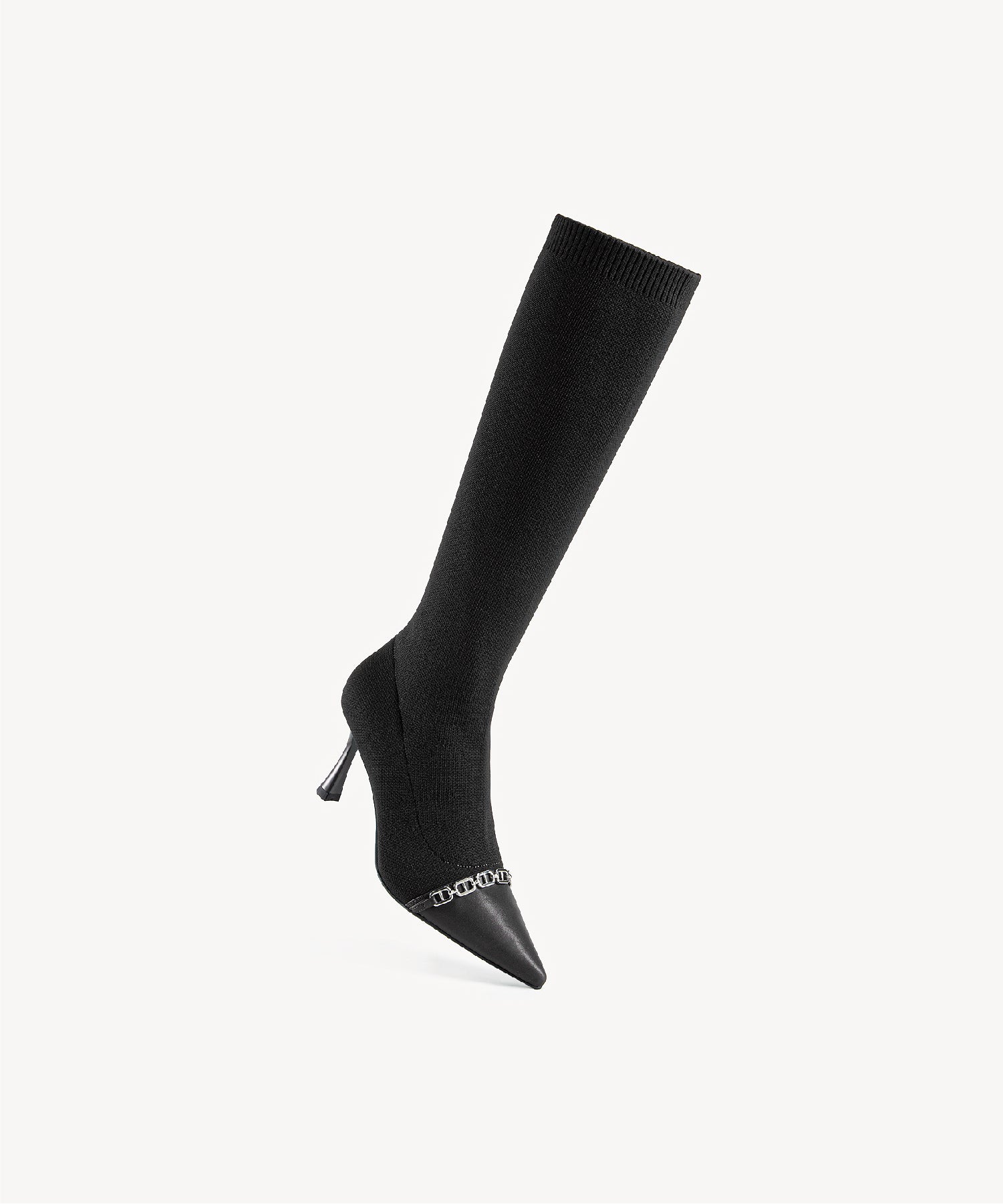 Trendy Pointed Toe Heeled High Boots Black