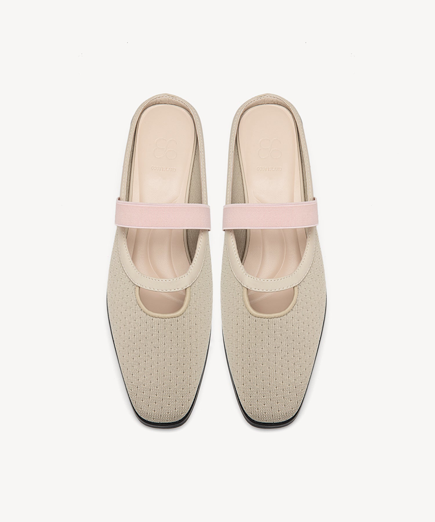 Commute Square Toe Flat Mules COSY ISLAND #color_Apricot