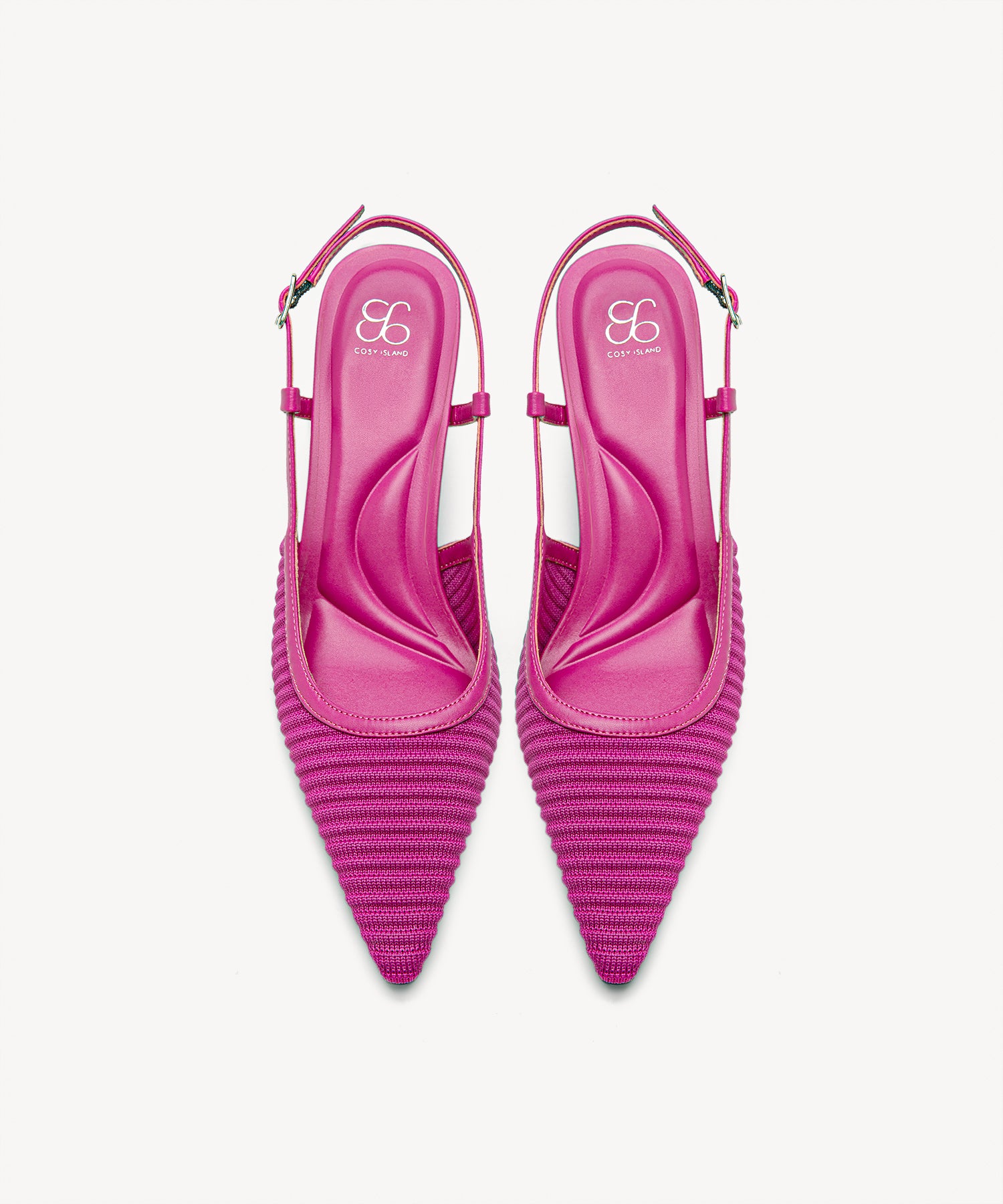 Minimalist Weave Pointed Toe Heeled Slingback#color_hot pink