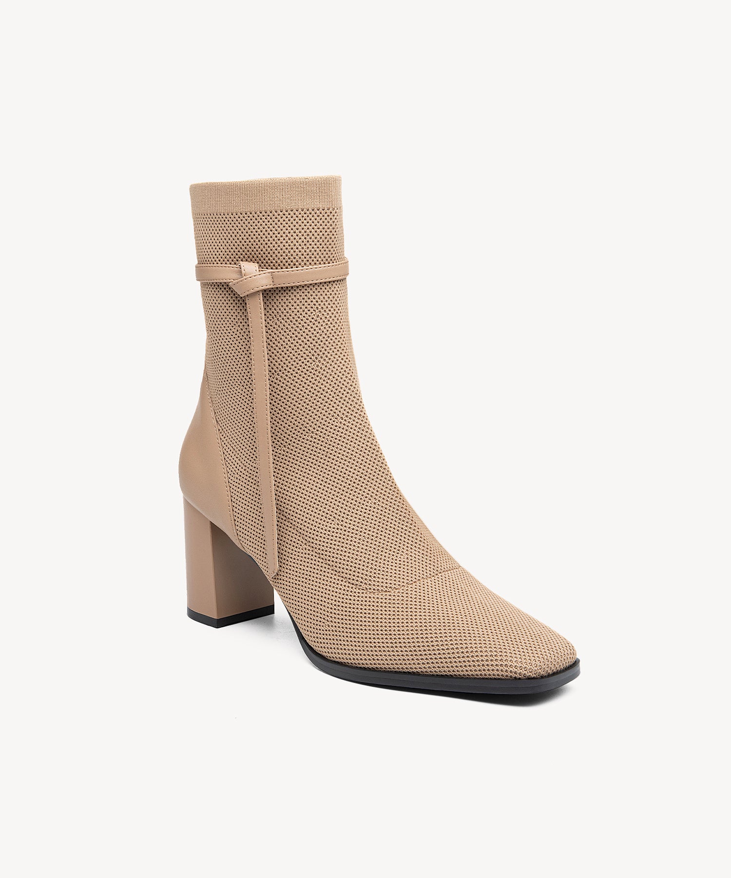 Commute Square Toe Chunky Heeled Ankle Boots Coffee